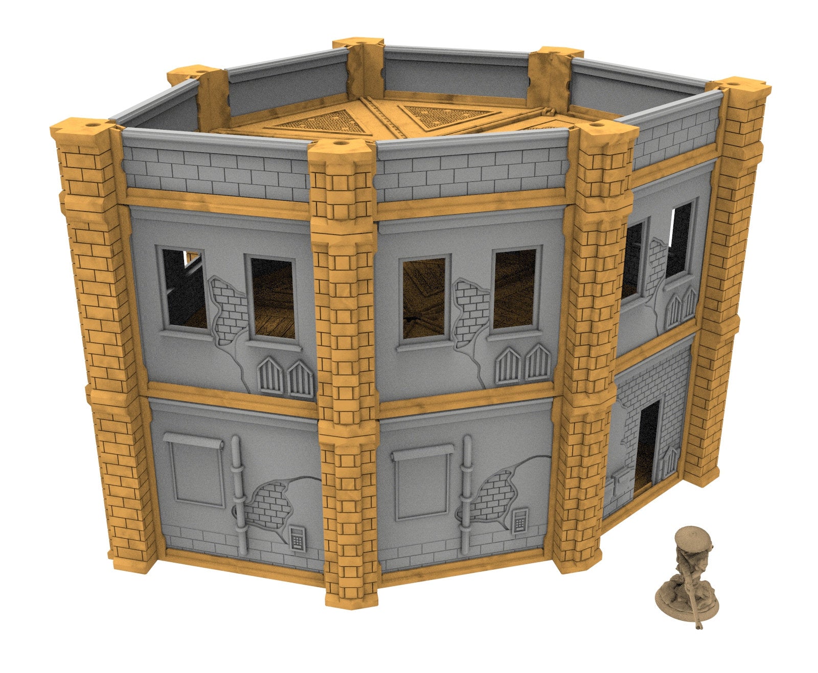 Civilian building printed in PLA and resin usable for warmachine, Damocles, One Page Rule, Firefight, infinity, scifi wargame...