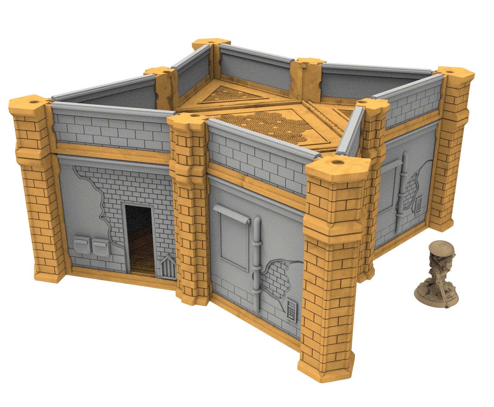 Civilian building printed in PLA and resin usable for warmachine, Damocles, One Page Rule, Firefight, infinity, scifi wargame...