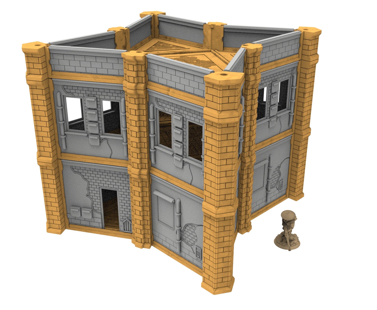 Civilian building printed in PLA and resin usable for warmachine, Damocles, One Page Rule, Firefight, infinity, scifi wargame...