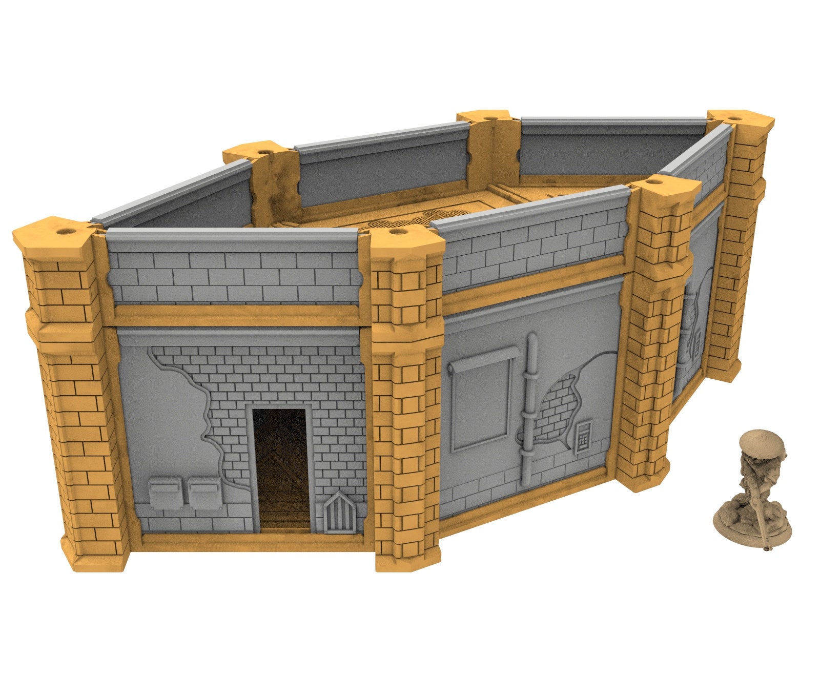 Civilian building printed in PLA and resin usable for warmachine, Damocles, One Page Rule, Firefight, infinity, scifi wargame...