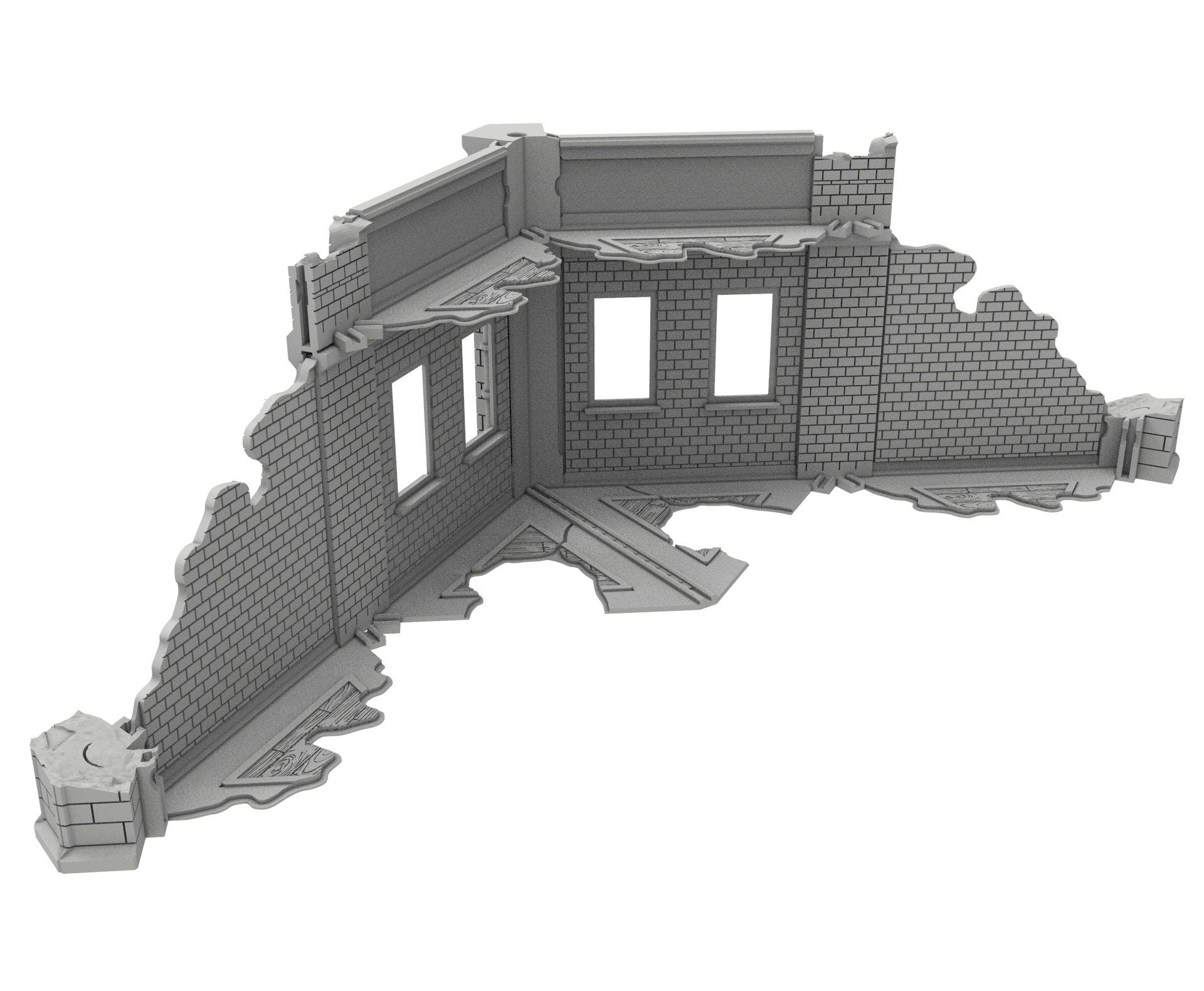 Civilian Ruined building printed in PLA and resin usable for warmachine, Damocles, One Page Rule, Firefight, infinity, scifi wargame...