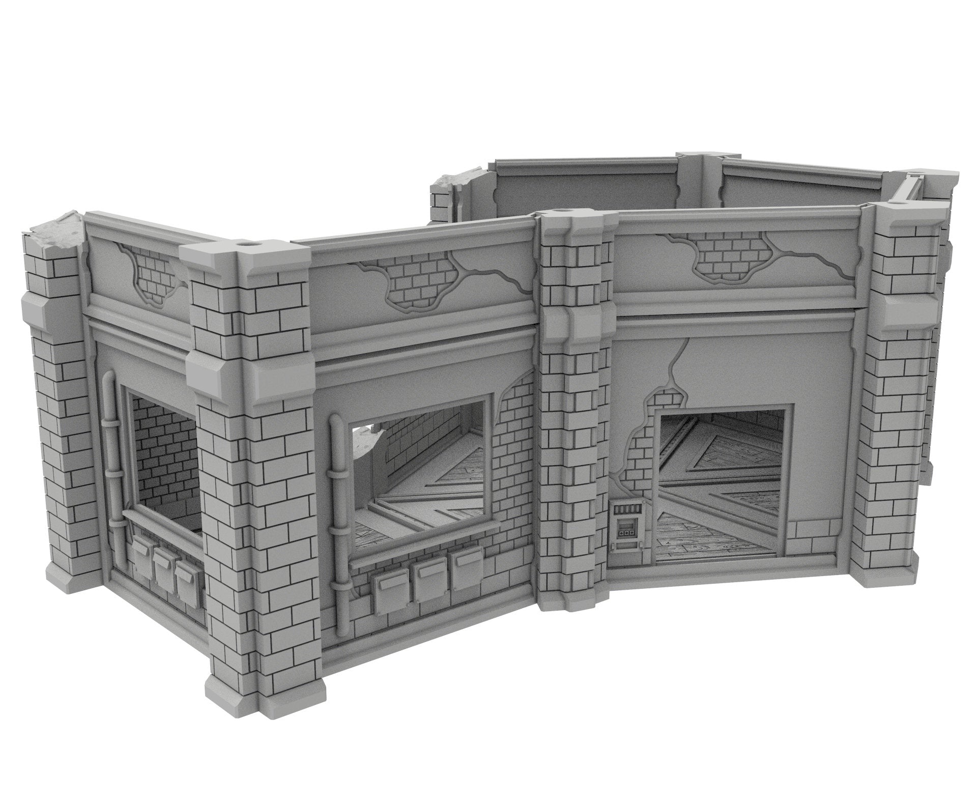 Civilian Ruined building printed in PLA and resin usable for warmachine, Damocles, One Page Rule, Firefight, infinity, scifi wargame...