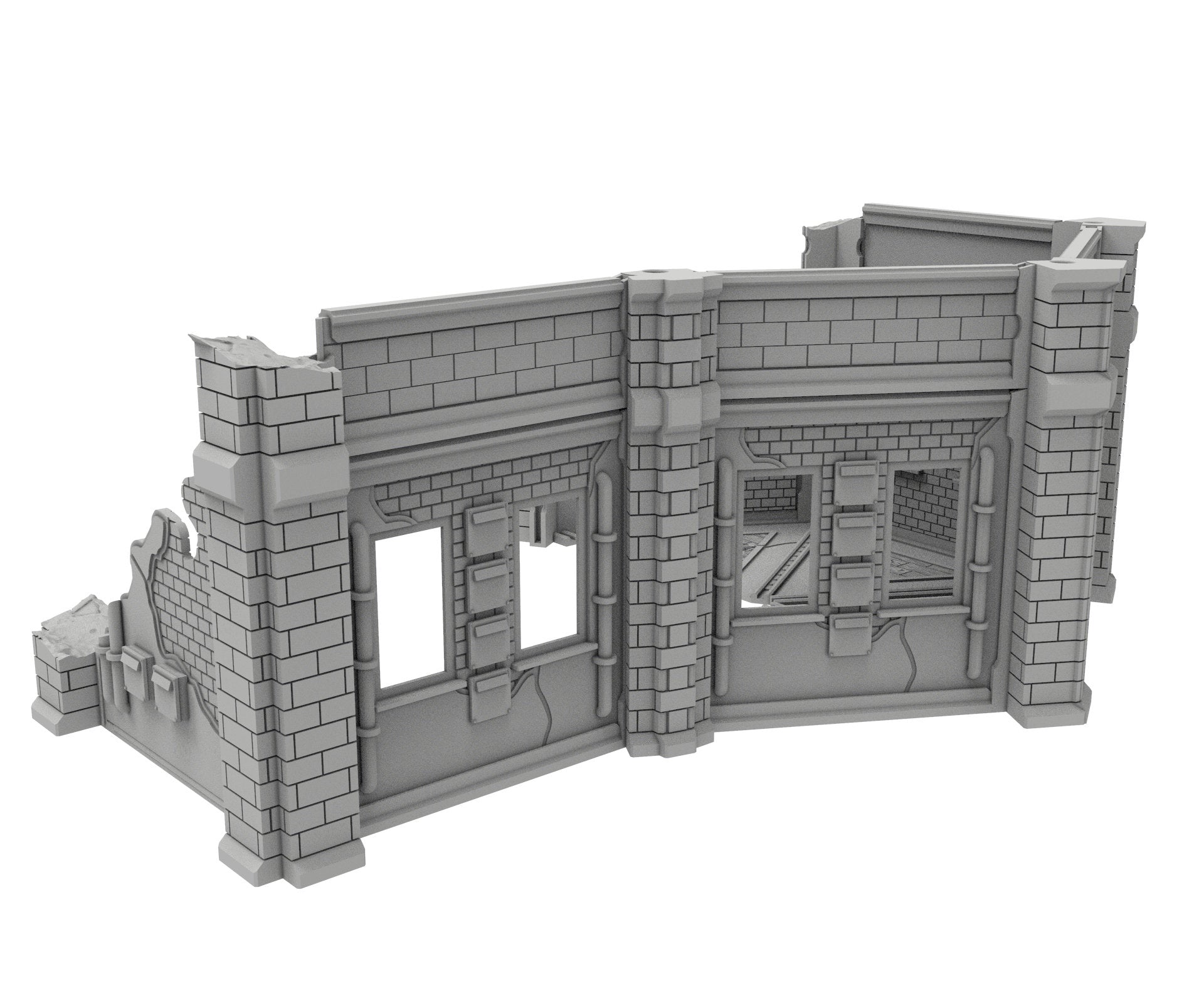 Civilian Ruined building printed in PLA and resin usable for warmachine, Damocles, One Page Rule, Firefight, infinity, scifi wargame...