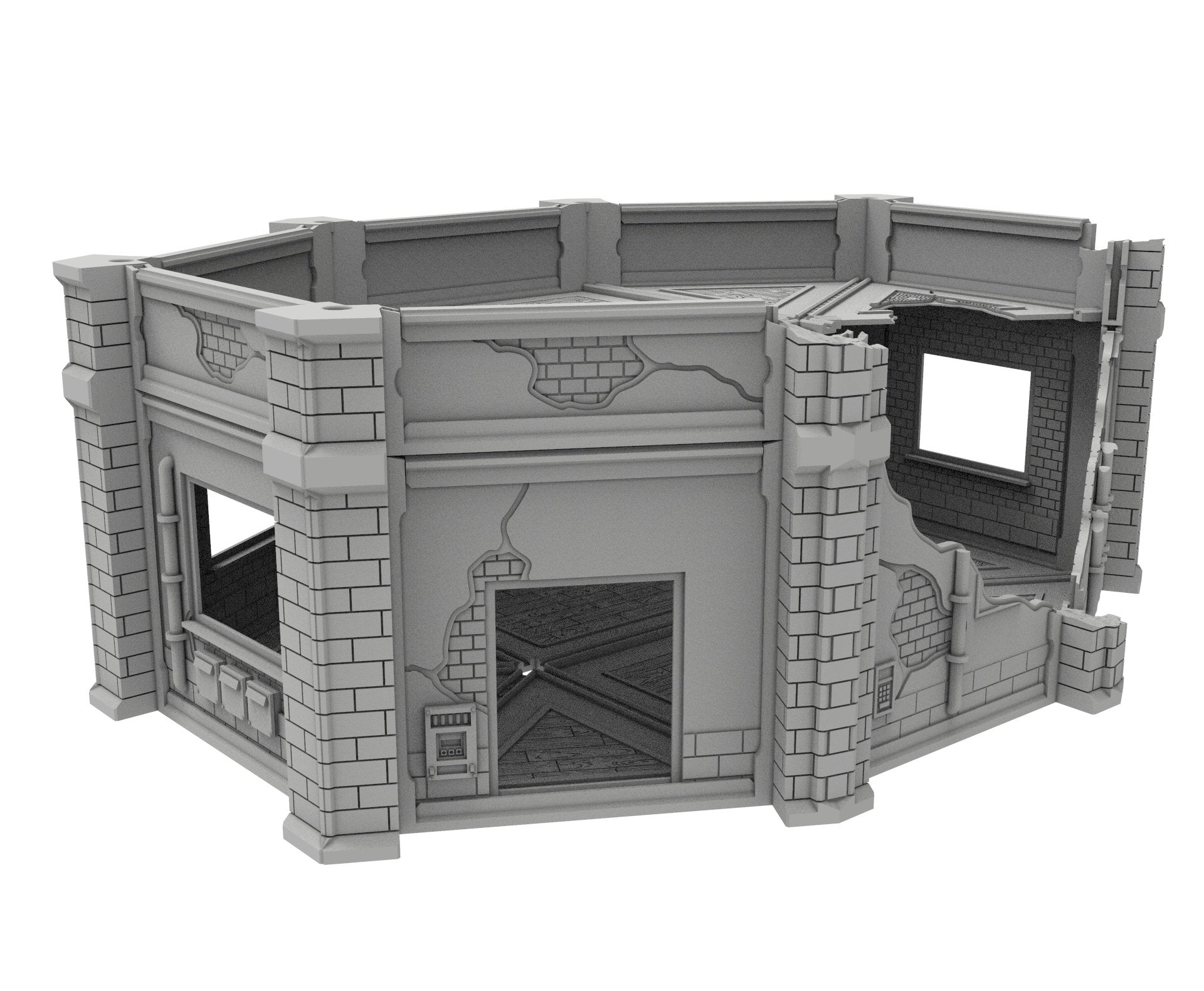 Civilian Ruined building printed in PLA and resin usable for warmachine, Damocles, One Page Rule, Firefight, infinity, scifi wargame...