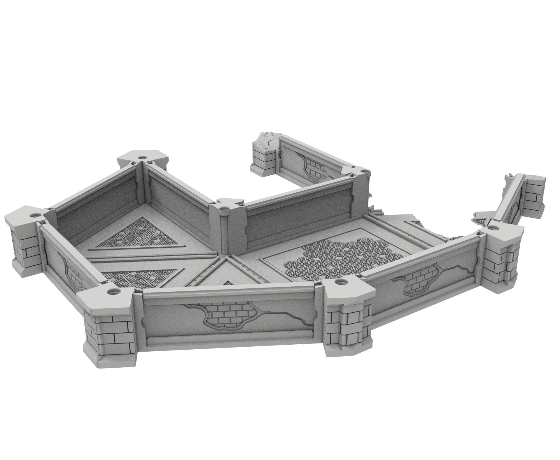 Civilian Ruined building printed in PLA and resin usable for warmachine, Damocles, One Page Rule, Firefight, infinity, scifi wargame...