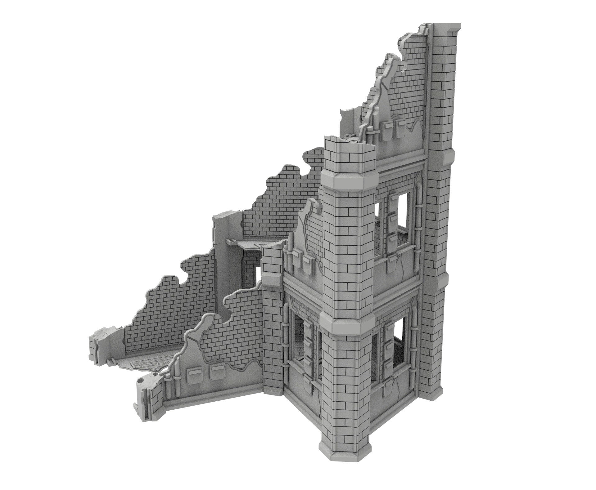Civilian Ruined building printed in PLA and resin usable for warmachine, Damocles, One Page Rule, Firefight, infinity, scifi wargame...