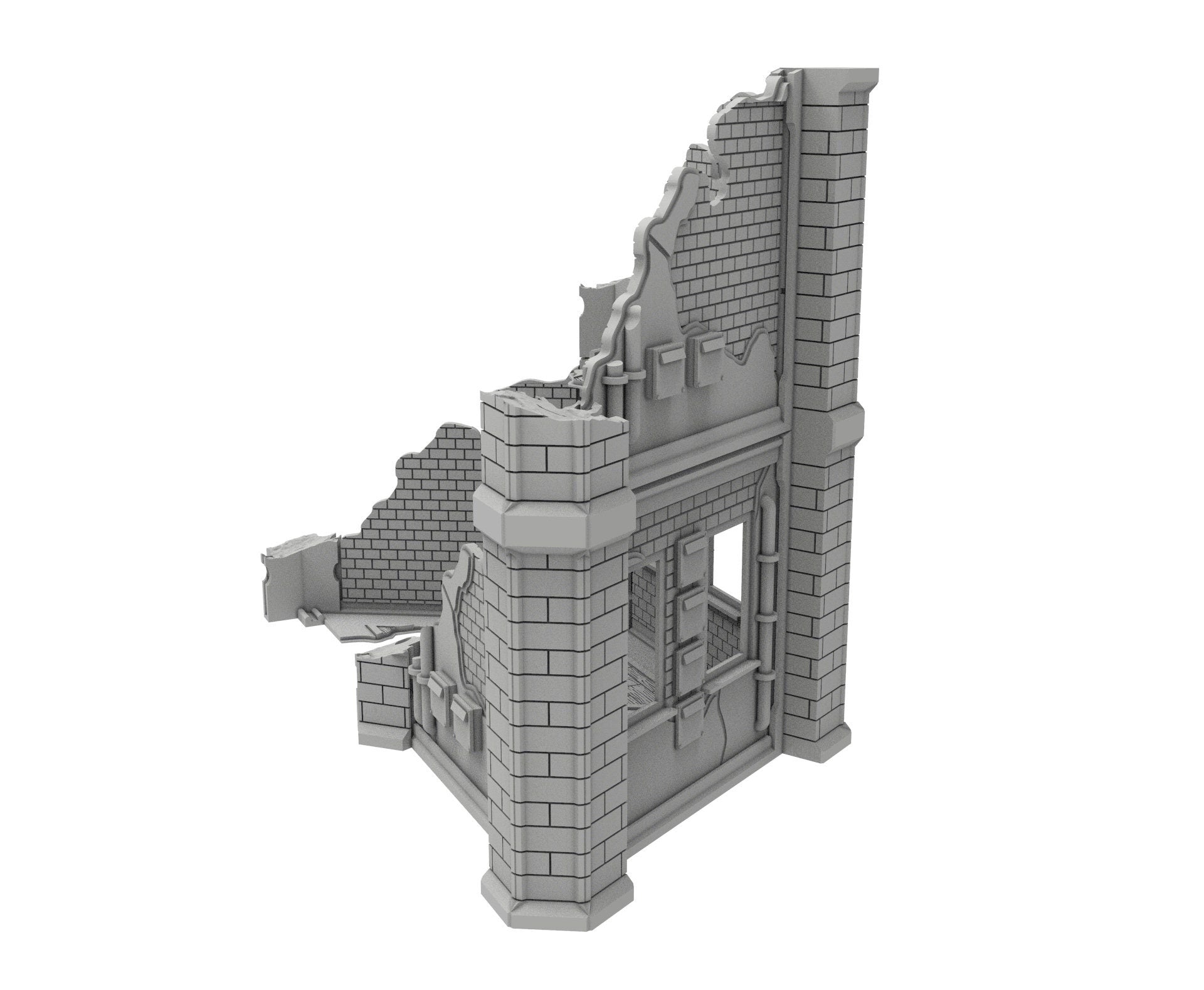 Civilian Ruined building printed in PLA and resin usable for warmachine, Damocles, One Page Rule, Firefight, infinity, scifi wargame...