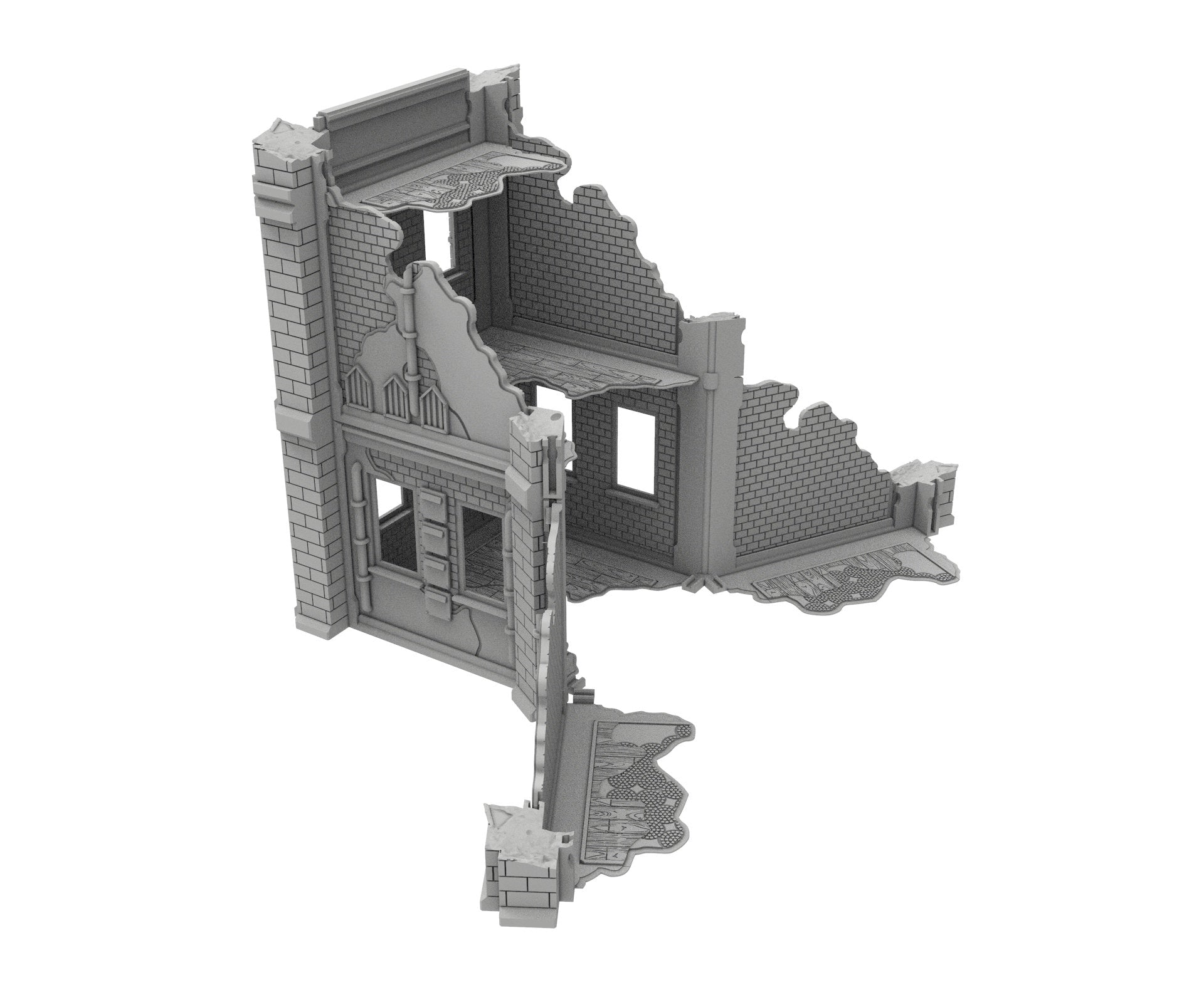 Civilian Ruined building printed in PLA and resin usable for warmachine, Damocles, One Page Rule, Firefight, infinity, scifi wargame...