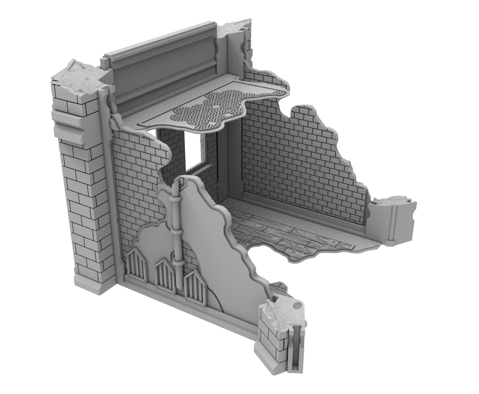 Civilian Ruined building printed in PLA and resin usable for warmachine, Damocles, One Page Rule, Firefight, infinity, scifi wargame...