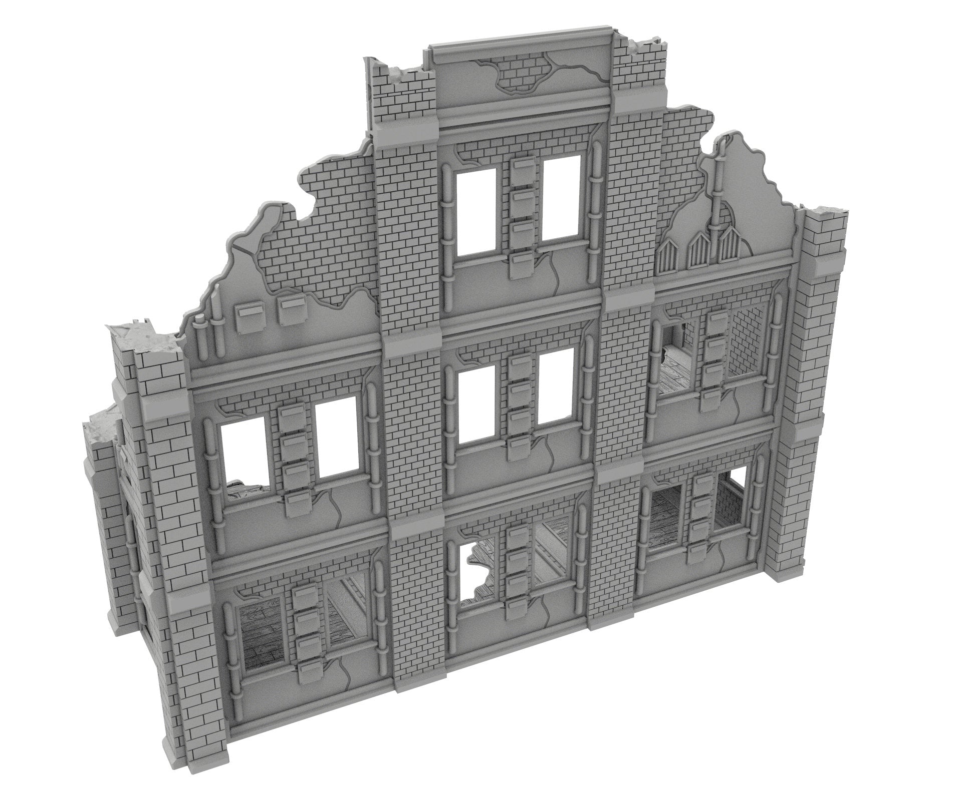 Civilian Ruined building printed in PLA and resin usable for warmachine, Damocles, One Page Rule, Firefight, infinity, scifi wargame...
