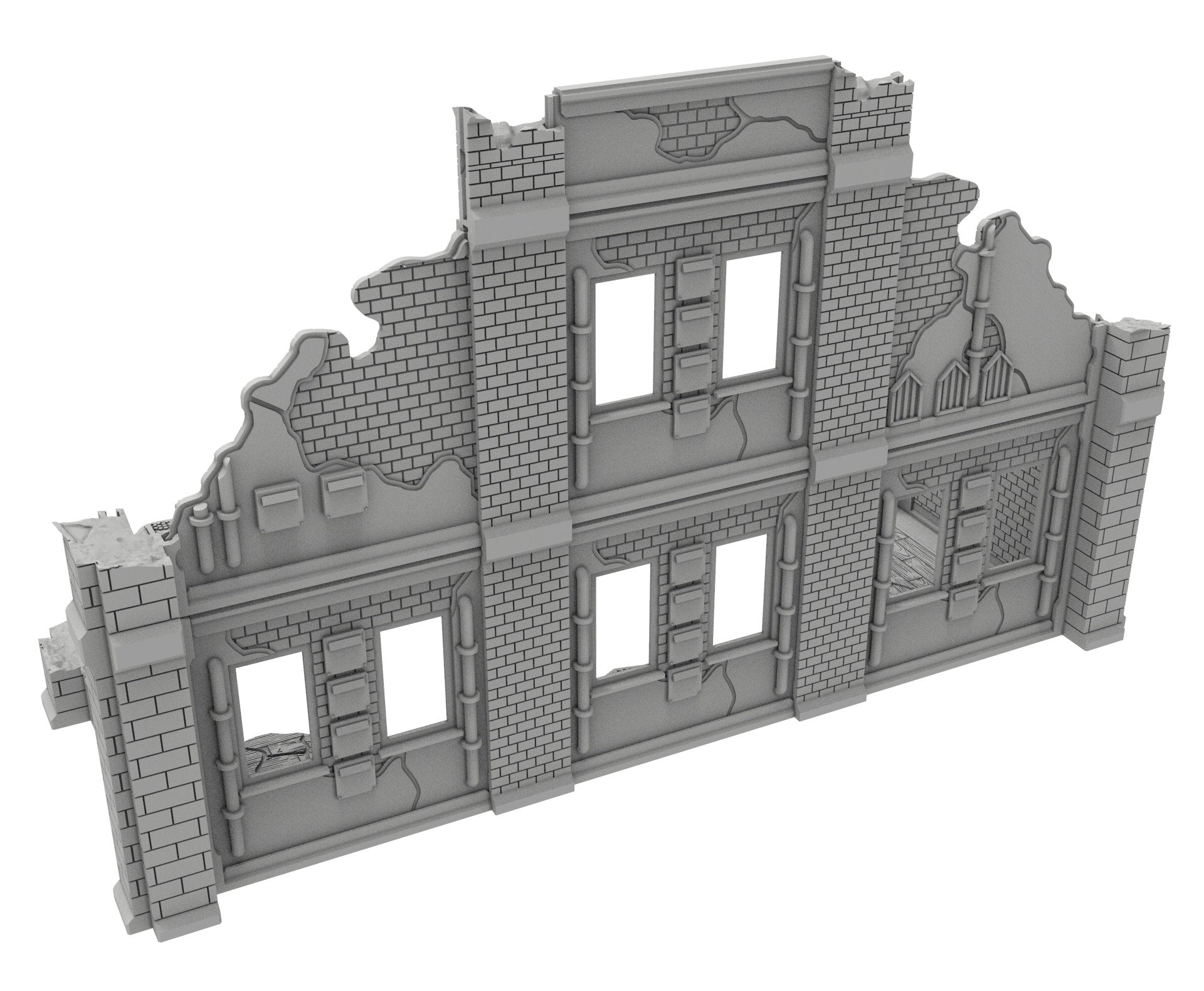 Civilian Ruined building printed in PLA and resin usable for warmachine, Damocles, One Page Rule, Firefight, infinity, scifi wargame...