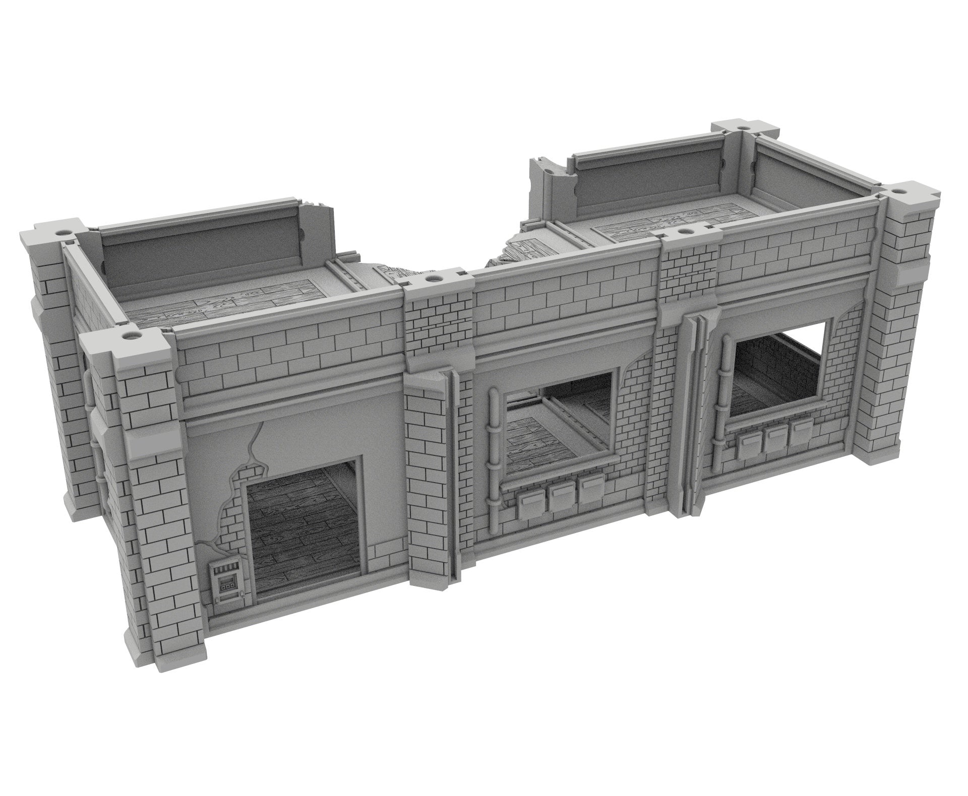 Civilian Ruined building printed in PLA and resin usable for warmachine, Damocles, One Page Rule, Firefight, infinity, scifi wargame...