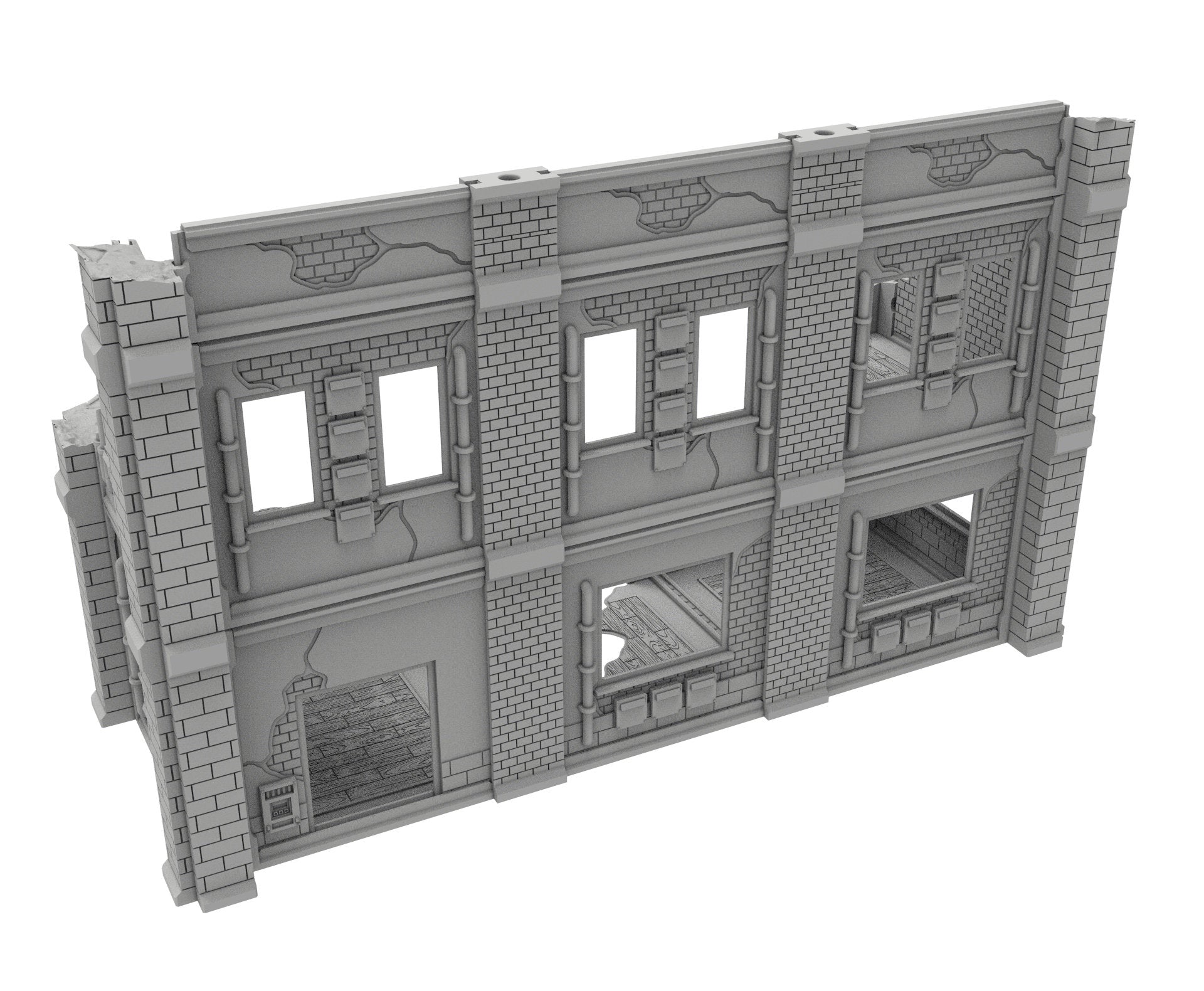 Civilian Ruined building printed in PLA and resin usable for warmachine, Damocles, One Page Rule, Firefight, infinity, scifi wargame...