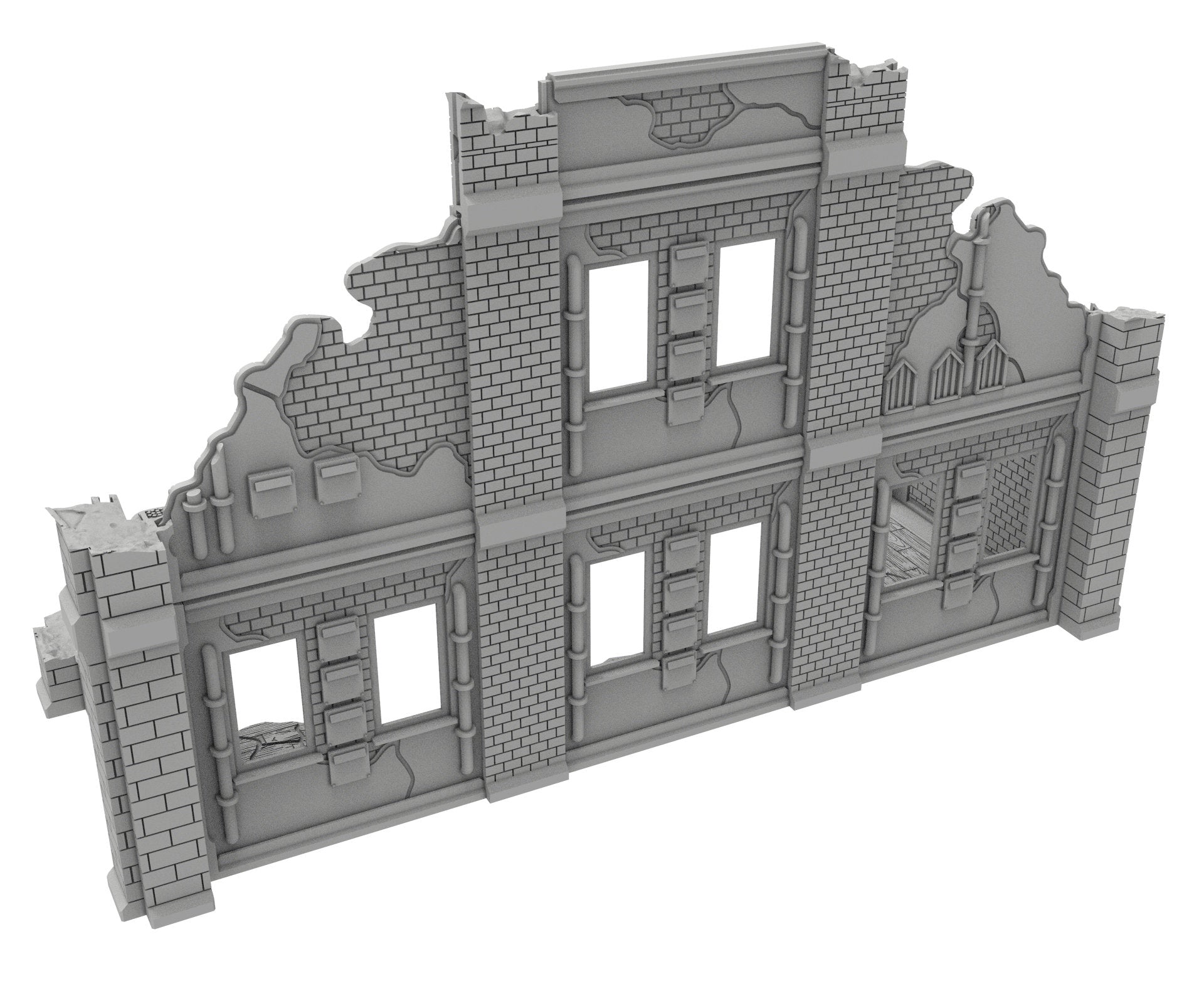 Civilian Ruined building printed in PLA and resin usable for warmachine, Damocles, One Page Rule, Firefight, infinity, scifi wargame...