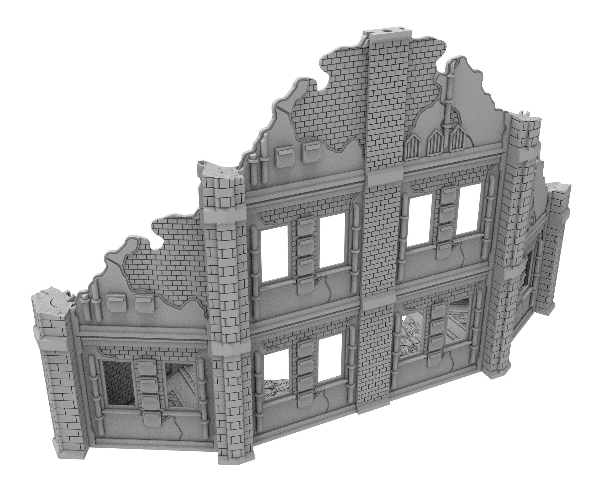 Civilian Ruined building printed in PLA and resin usable for warmachine, Damocles, One Page Rule, Firefight, infinity, scifi wargame...