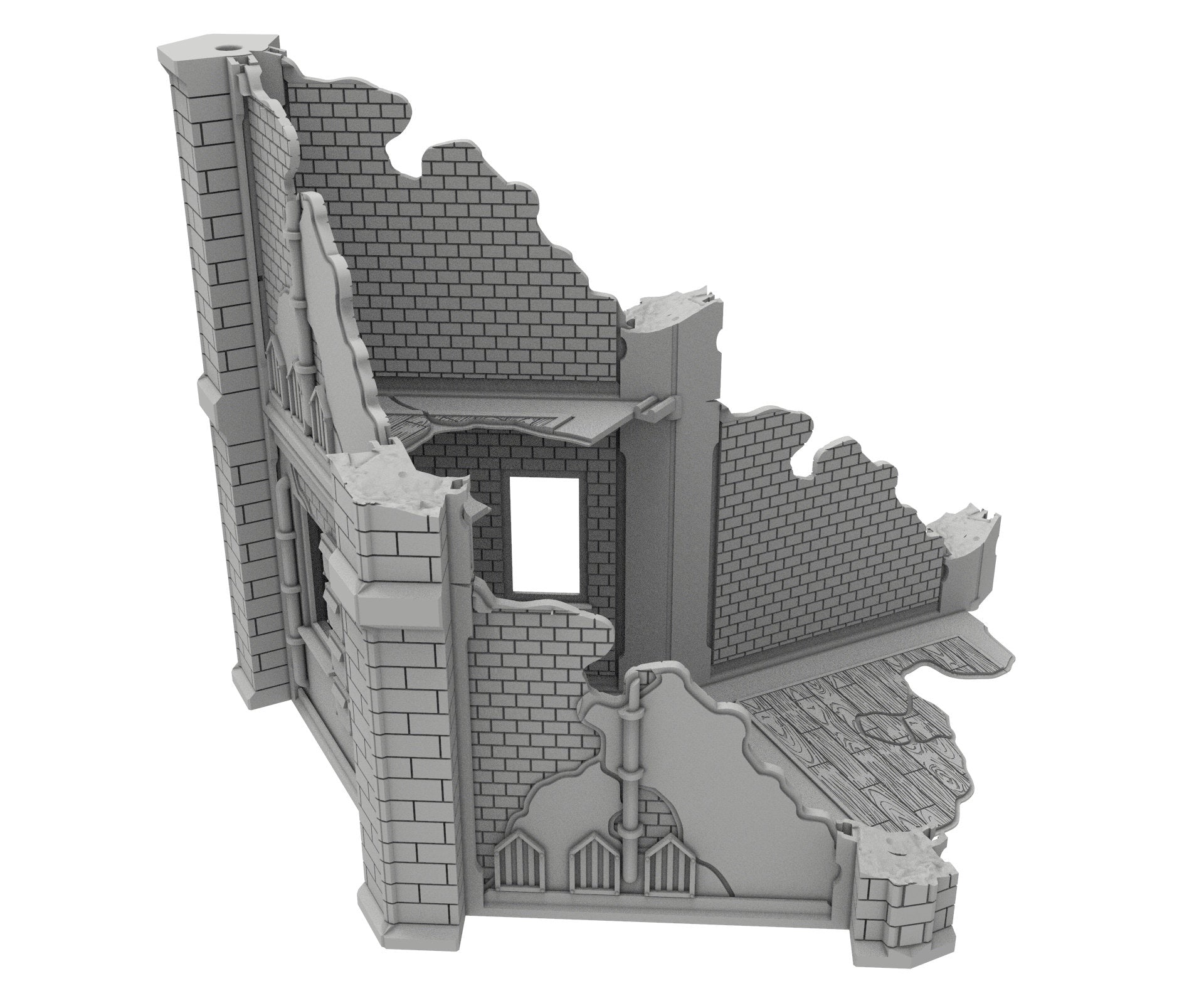 Civilian Ruined building printed in PLA and resin usable for warmachine, Damocles, One Page Rule, Firefight, infinity, scifi wargame...