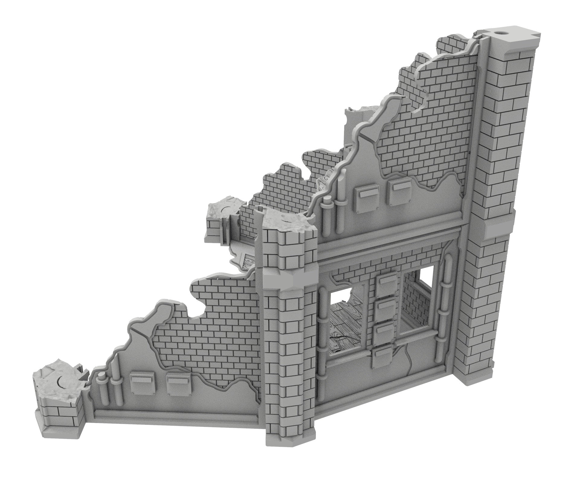 Civilian Ruined building printed in PLA and resin usable for warmachine, Damocles, One Page Rule, Firefight, infinity, scifi wargame...