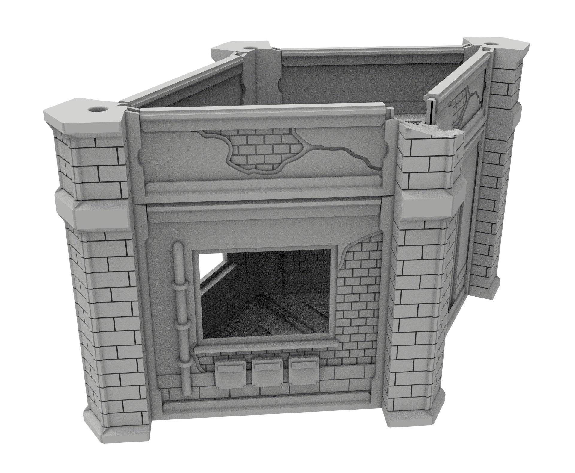 Civilian Ruined building printed in PLA and resin usable for warmachine, Damocles, One Page Rule, Firefight, infinity, scifi wargame...