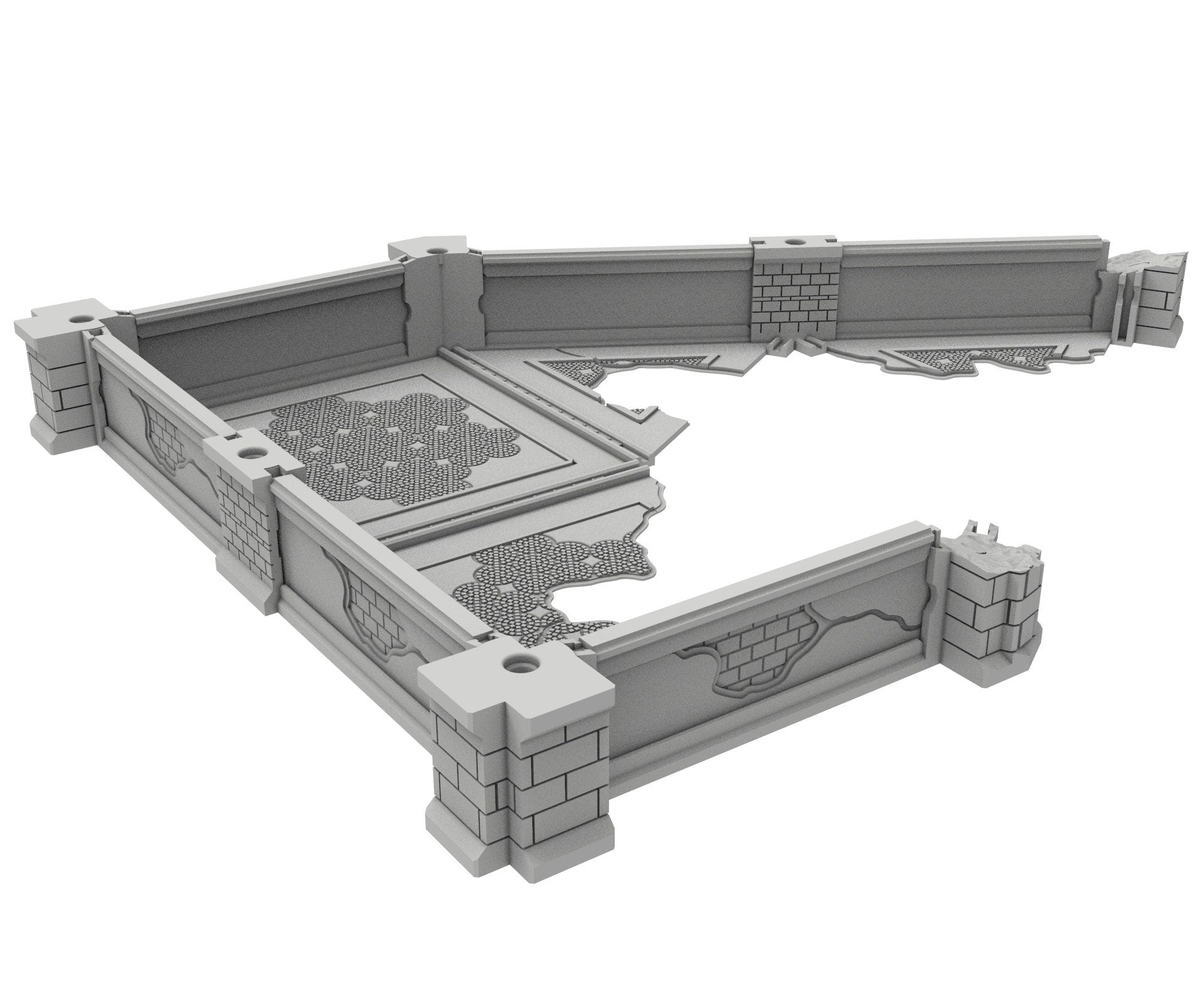 Civilian Ruined building printed in PLA and resin usable for warmachine, Damocles, One Page Rule, Firefight, infinity, scifi wargame...
