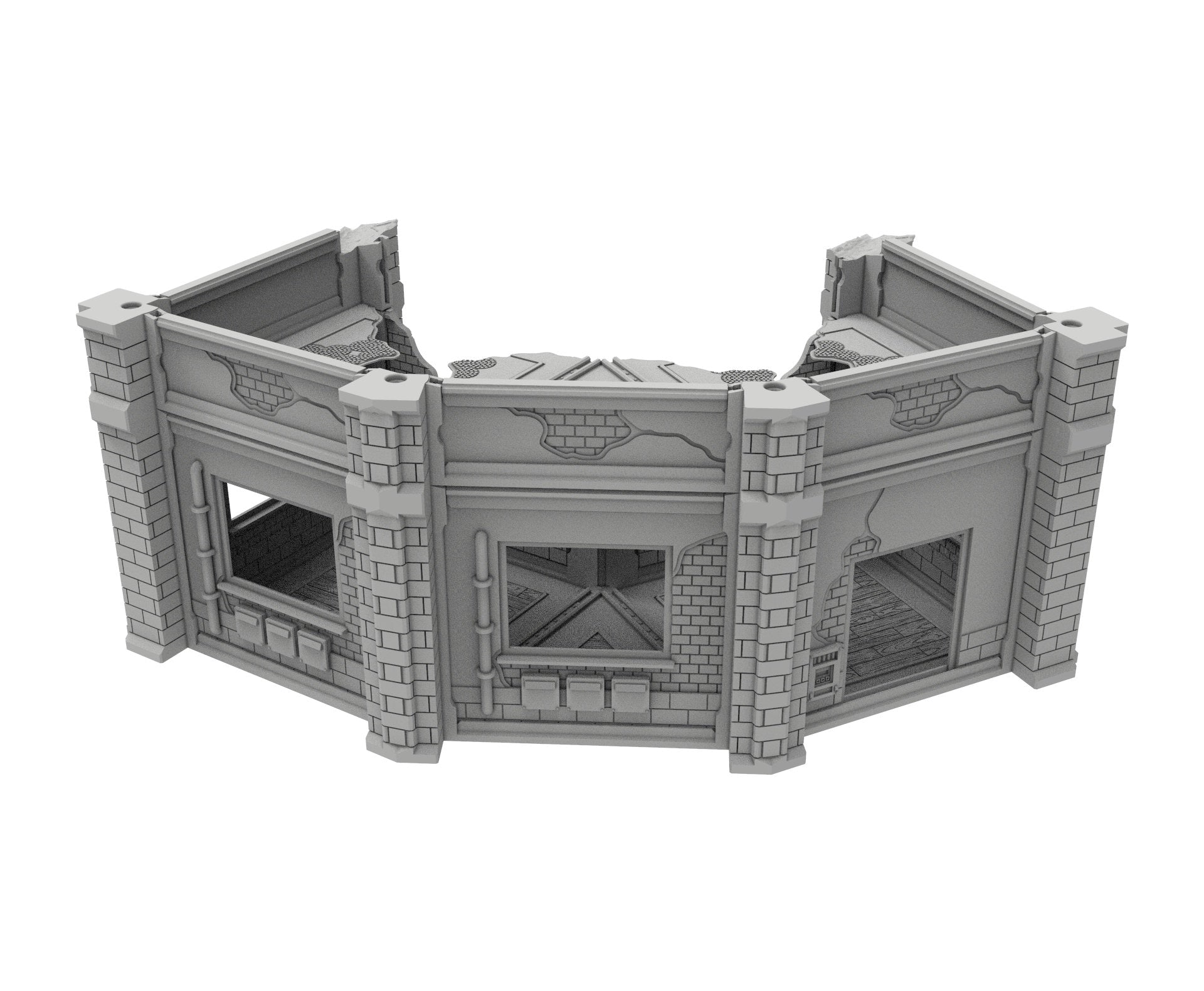 Civilian Ruined building printed in PLA and resin usable for warmachine, Damocles, One Page Rule, Firefight, infinity, scifi wargame...