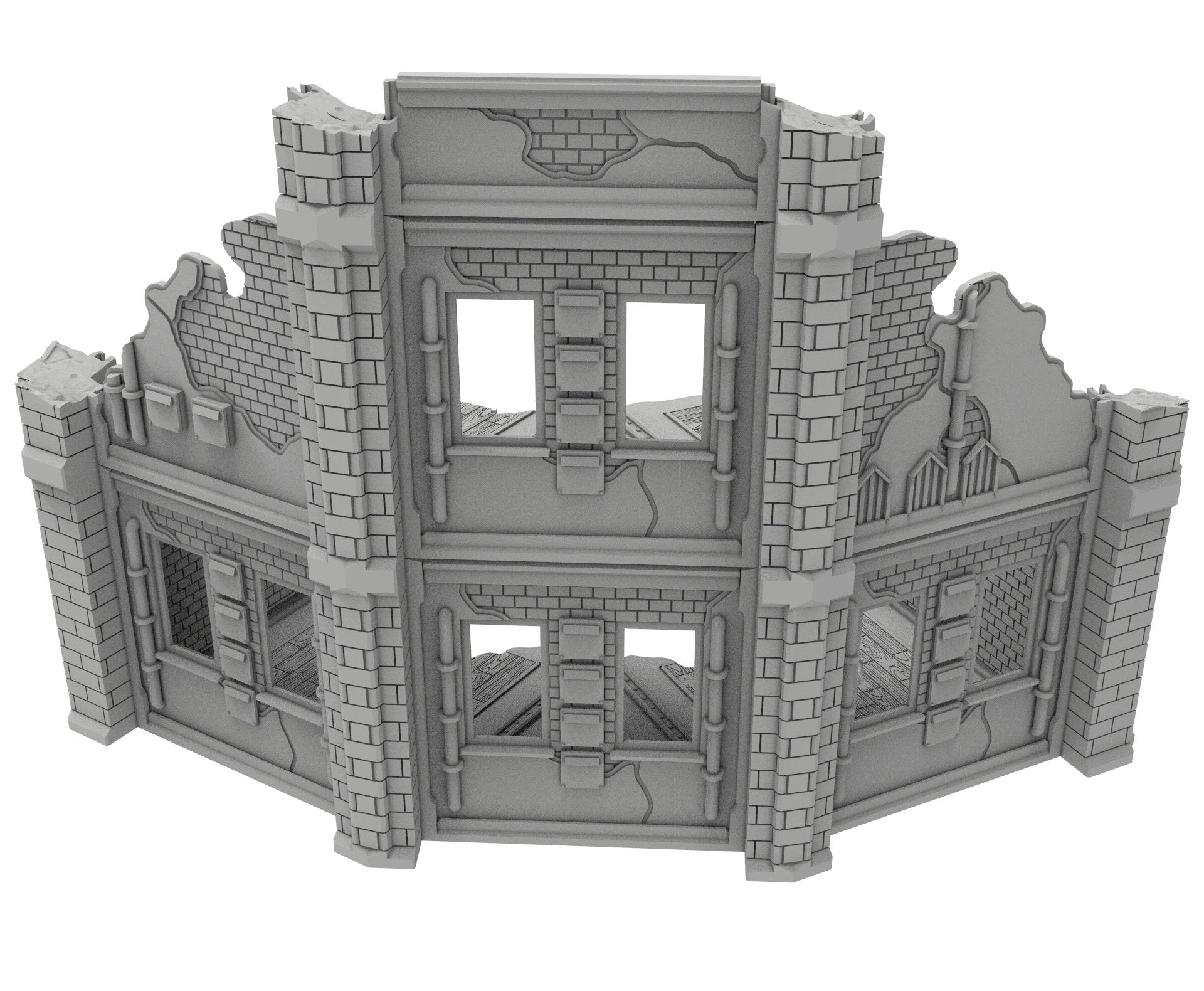 Civilian Ruined building printed in PLA and resin usable for warmachine, Damocles, One Page Rule, Firefight, infinity, scifi wargame...