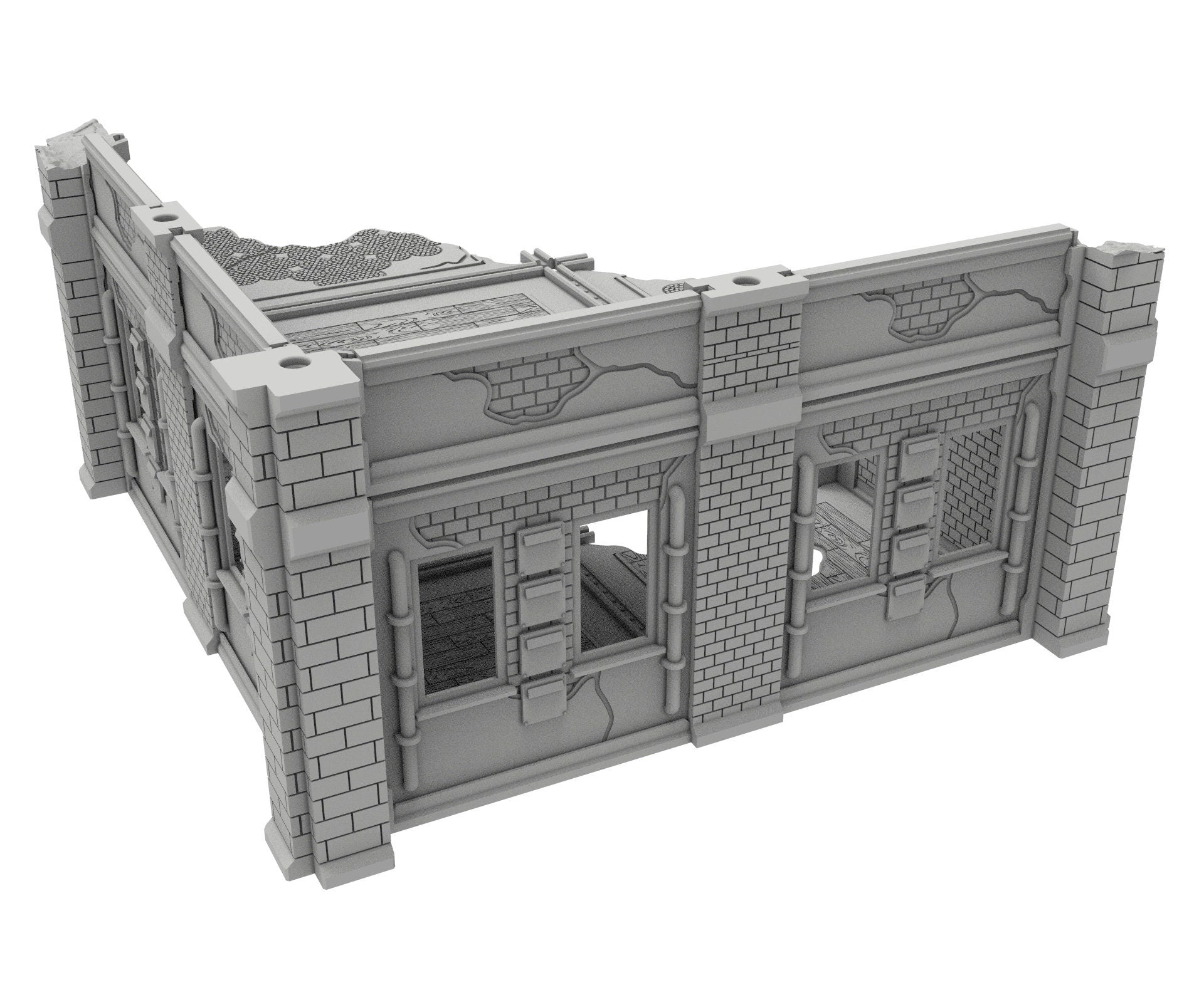 Civilian Ruined building printed in PLA and resin usable for warmachine, Damocles, One Page Rule, Firefight, infinity, scifi wargame...