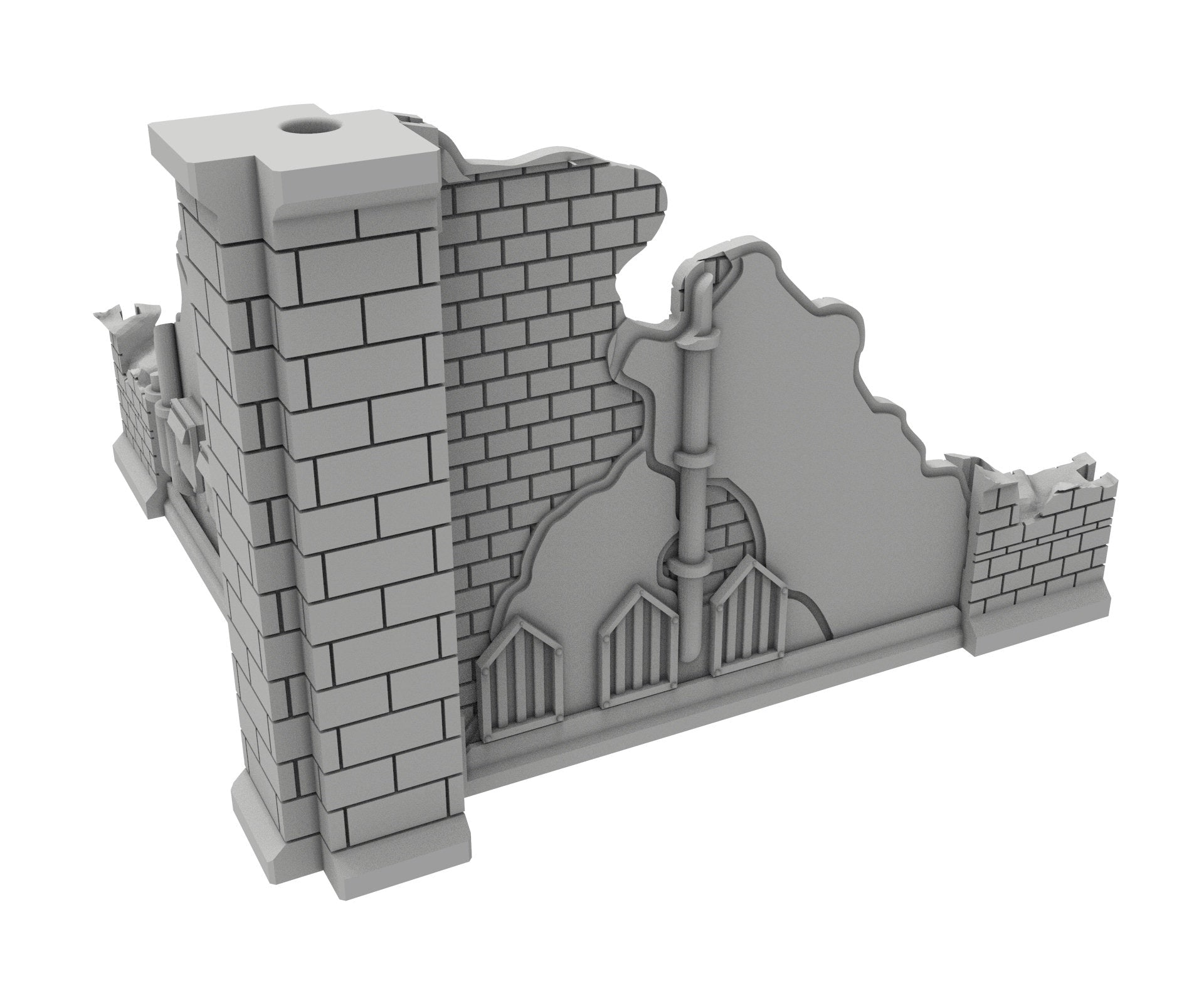 Civilian Ruined building printed in PLA and resin usable for warmachine, Damocles, One Page Rule, Firefight, infinity, scifi wargame...