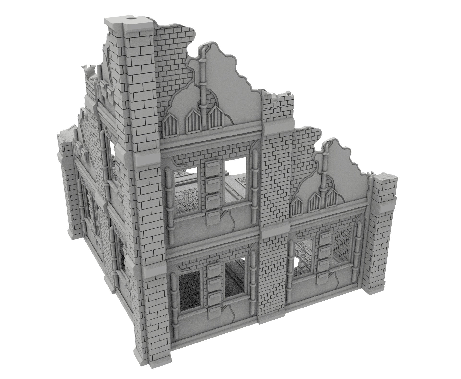 Civilian Ruined building printed in PLA and resin usable for warmachine, Damocles, One Page Rule, Firefight, infinity, scifi wargame...