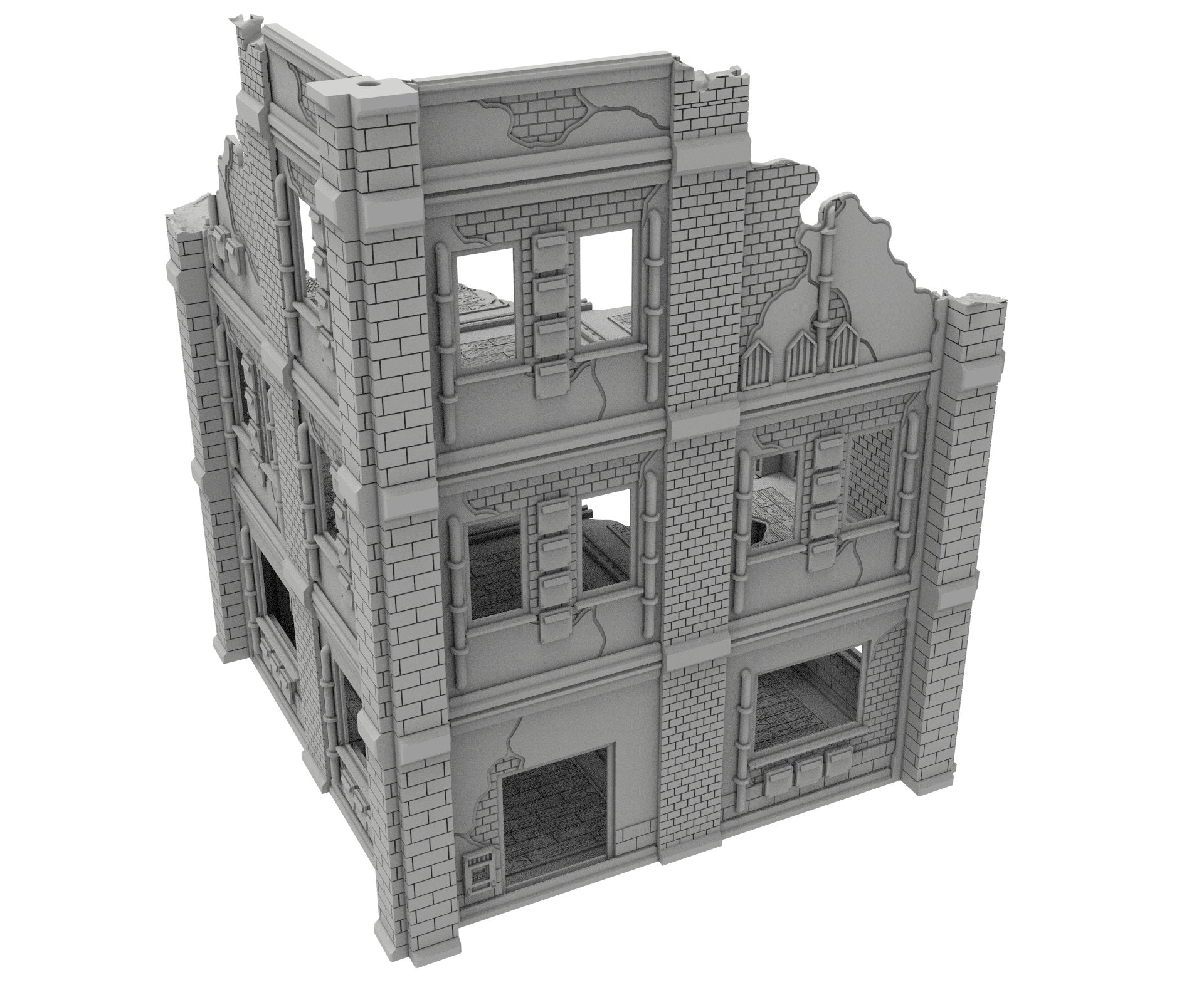 Civilian Ruined building printed in PLA and resin usable for warmachine, Damocles, One Page Rule, Firefight, infinity, scifi wargame...