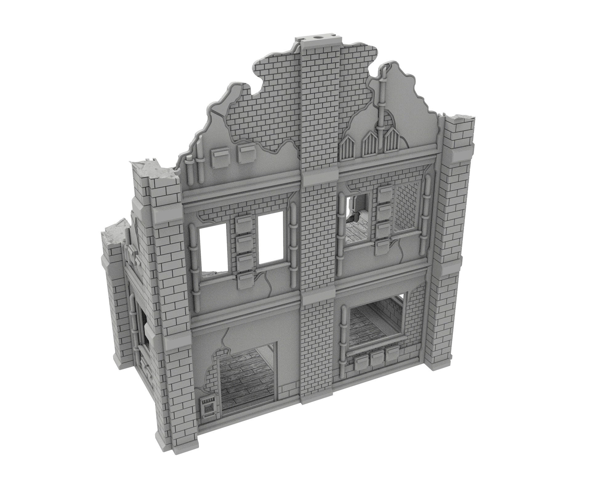 Civilian Ruined building printed in PLA and resin usable for warmachine, Damocles, One Page Rule, Firefight, infinity, scifi wargame...