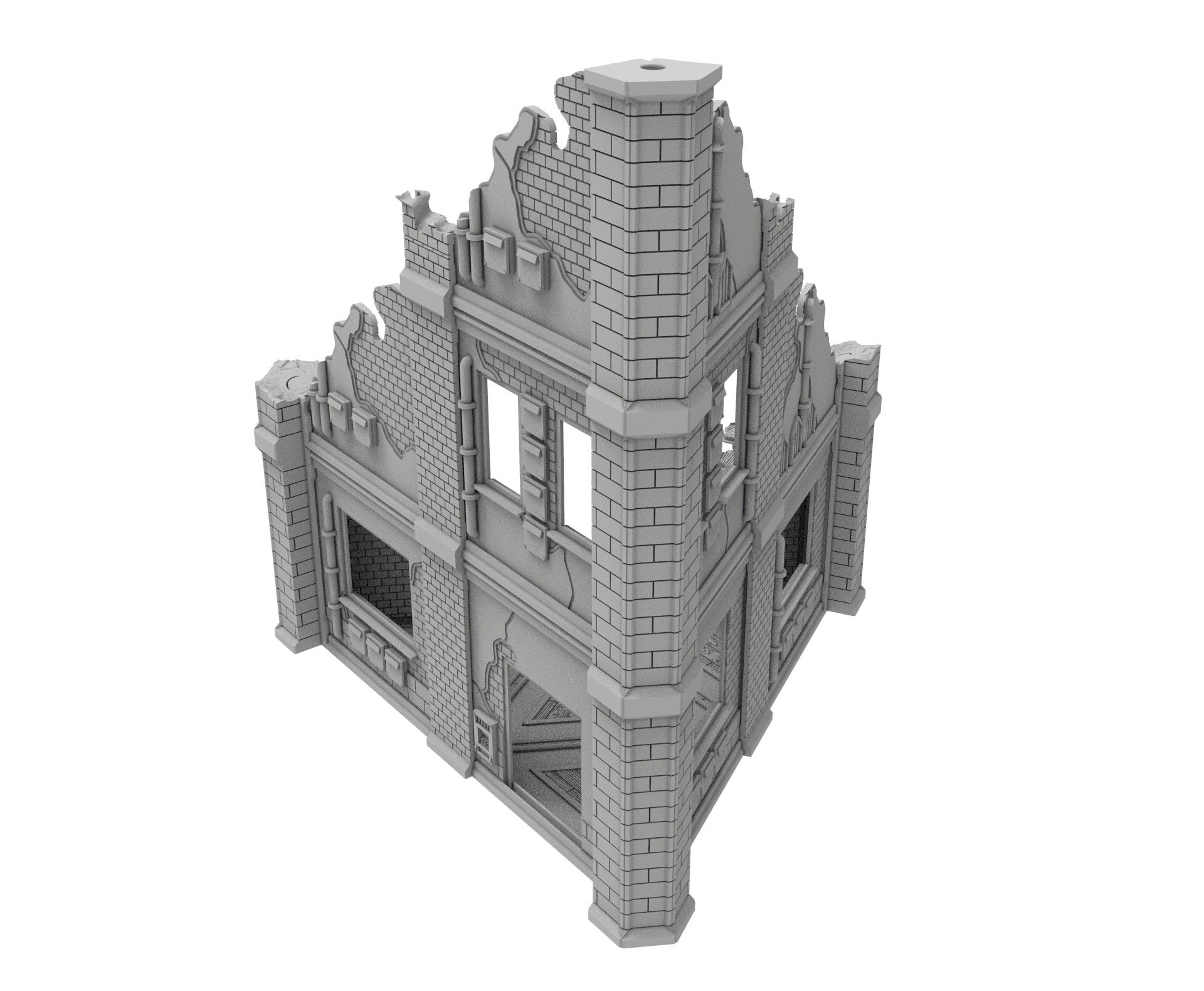 Civilian Ruined building printed in PLA and resin usable for warmachine, Damocles, One Page Rule, Firefight, infinity, scifi wargame...