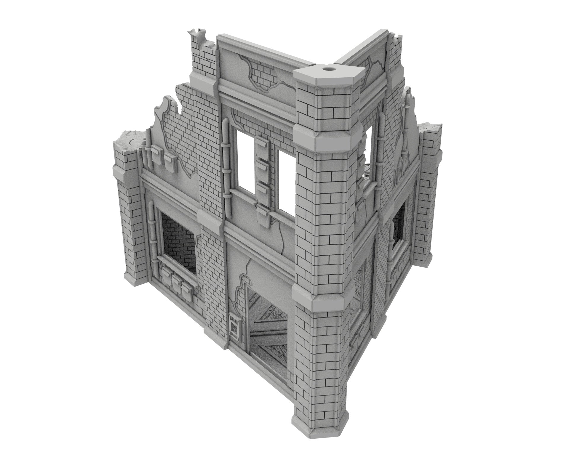 Civilian Ruined building printed in PLA and resin usable for warmachine, Damocles, One Page Rule, Firefight, infinity, scifi wargame...