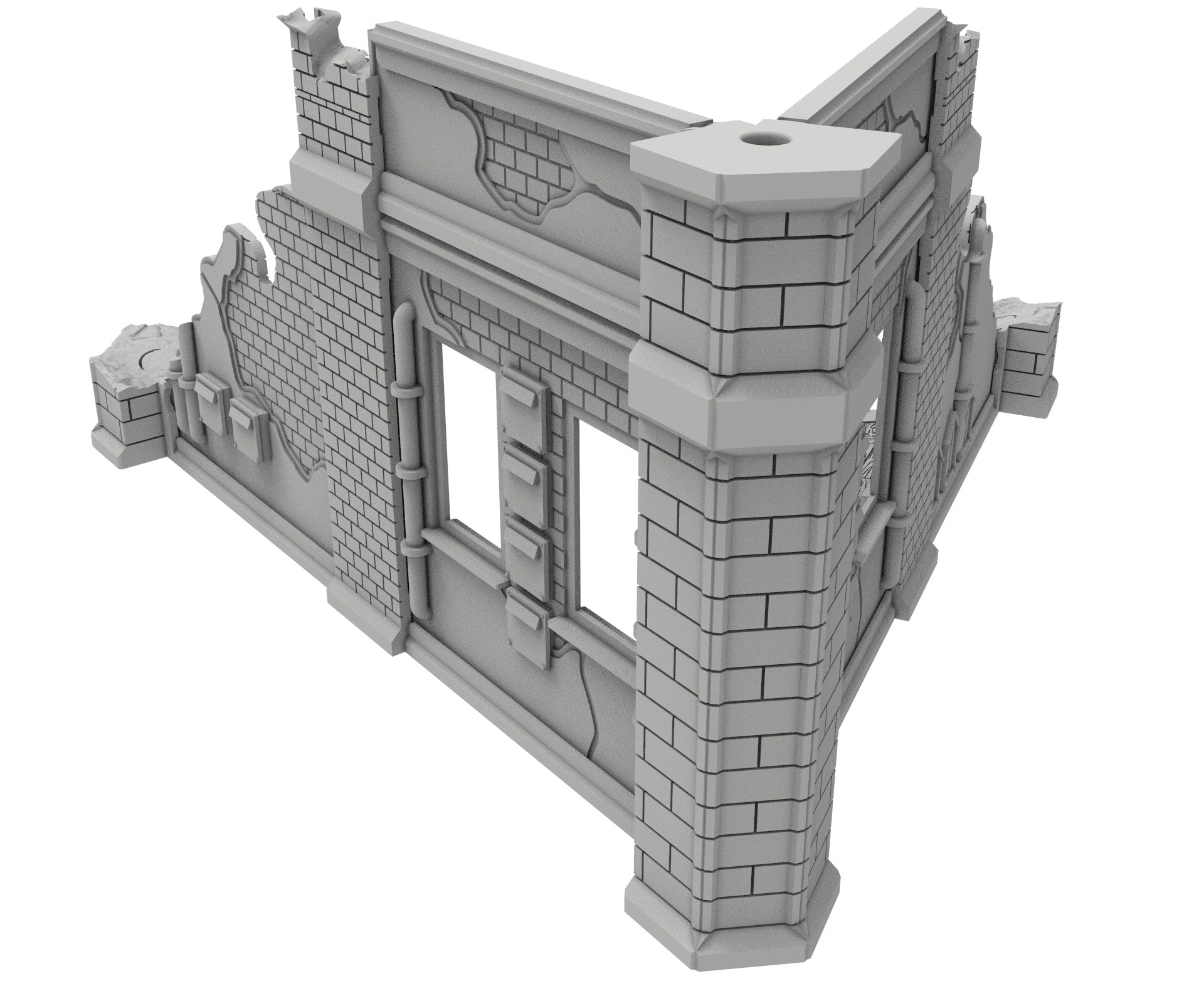 Civilian Ruined building printed in PLA and resin usable for warmachine, Damocles, One Page Rule, Firefight, infinity, scifi wargame...