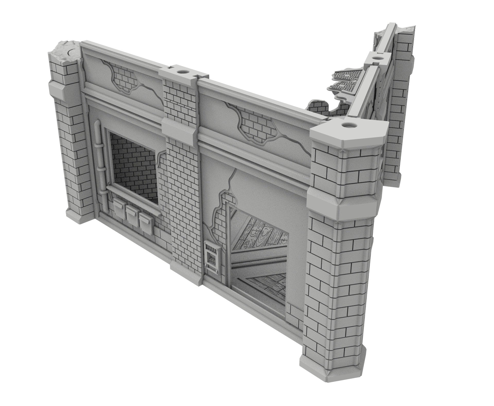 Civilian Ruined building printed in PLA and resin usable for warmachine, Damocles, One Page Rule, Firefight, infinity, scifi wargame...