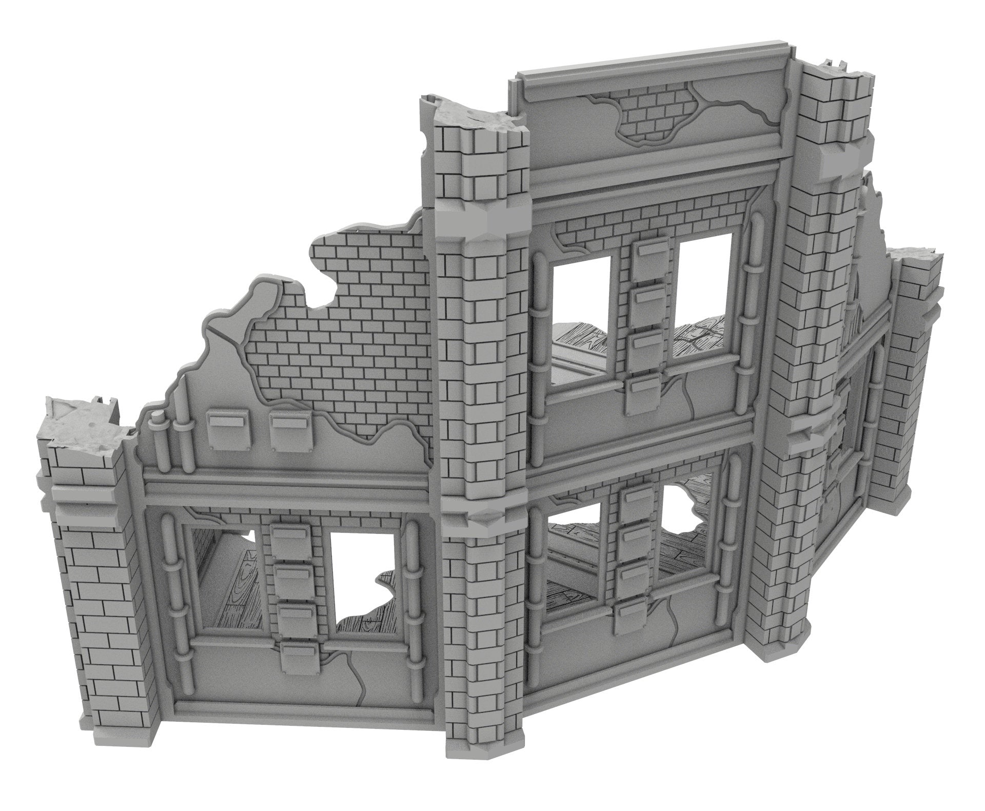 Civilian Ruined building printed in PLA and resin usable for warmachine, Damocles, One Page Rule, Firefight, infinity, scifi wargame...