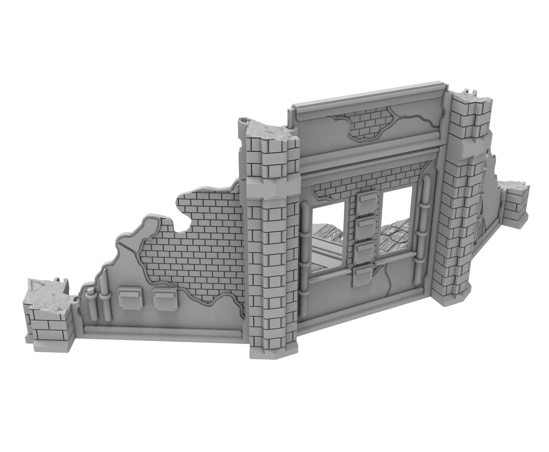 Civilian Ruined building printed in PLA and resin usable for warmachine, Damocles, One Page Rule, Firefight, infinity, scifi wargame...