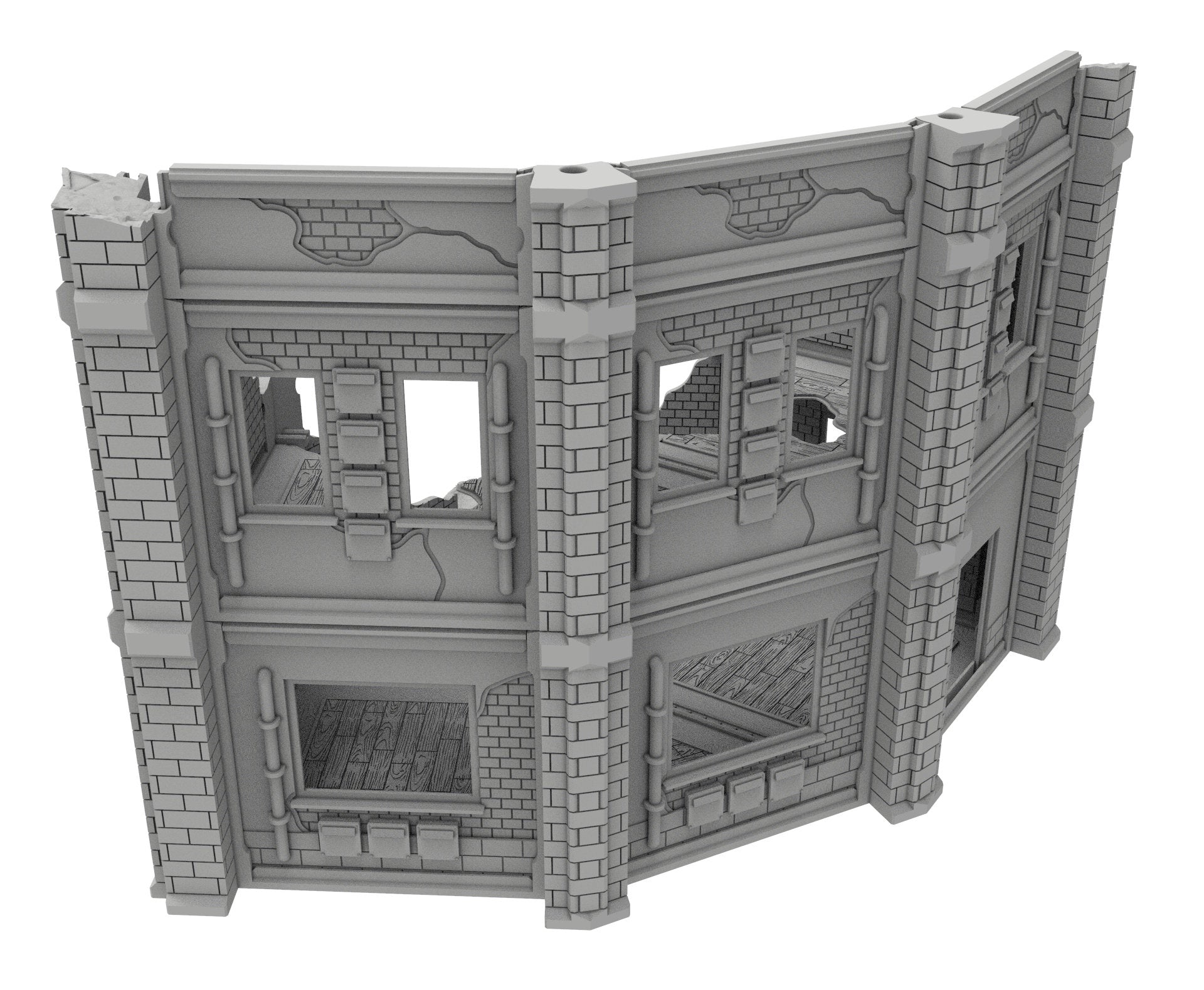 Civilian Ruined building printed in PLA and resin usable for warmachine, Damocles, One Page Rule, Firefight, infinity, scifi wargame...