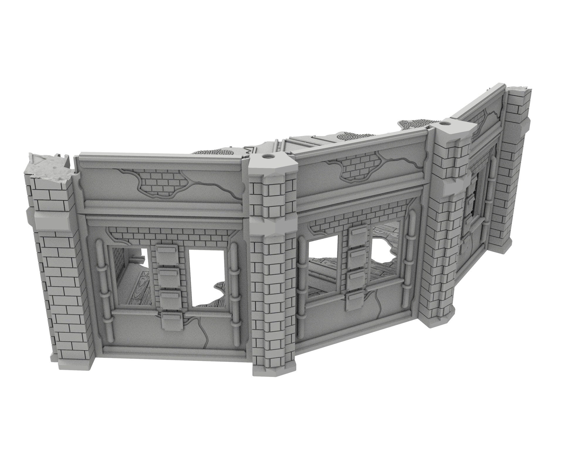 Civilian Ruined building printed in PLA and resin usable for warmachine, Damocles, One Page Rule, Firefight, infinity, scifi wargame...