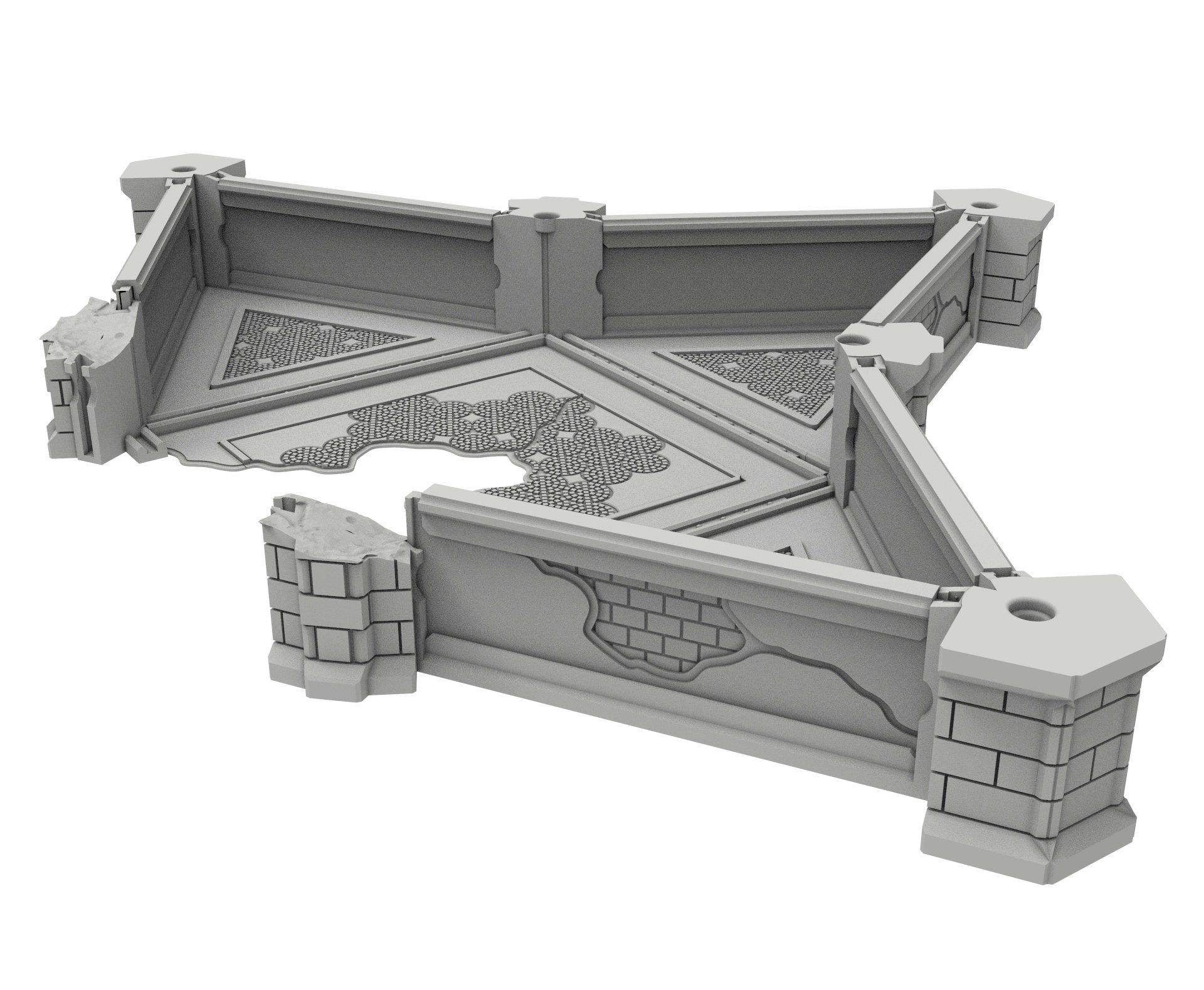 Civilian Ruined building printed in PLA and resin usable for warmachine, Damocles, One Page Rule, Firefight, infinity, scifi wargame...