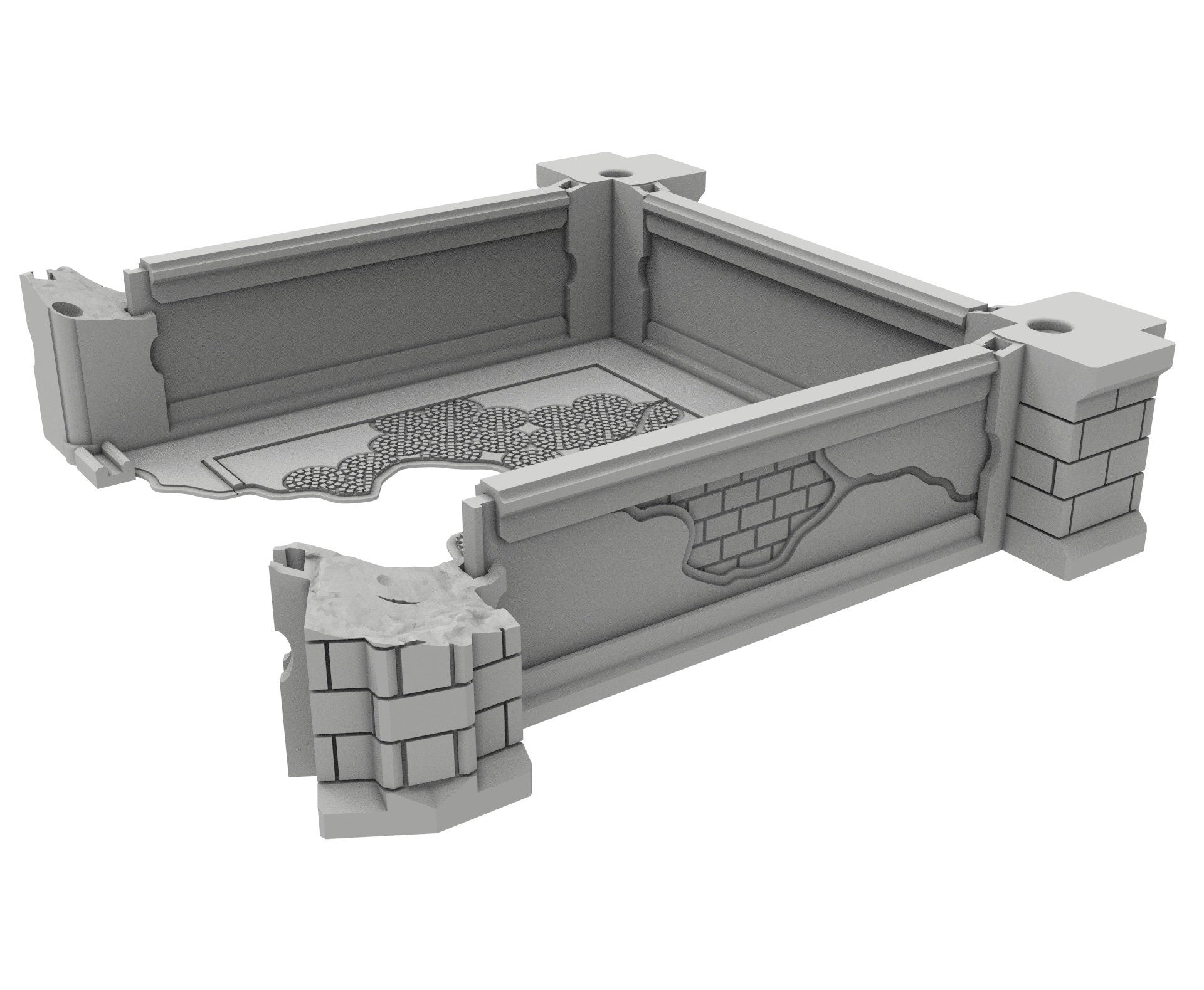 Civilian Ruined building printed in PLA and resin usable for warmachine, Damocles, One Page Rule, Firefight, infinity, scifi wargame...