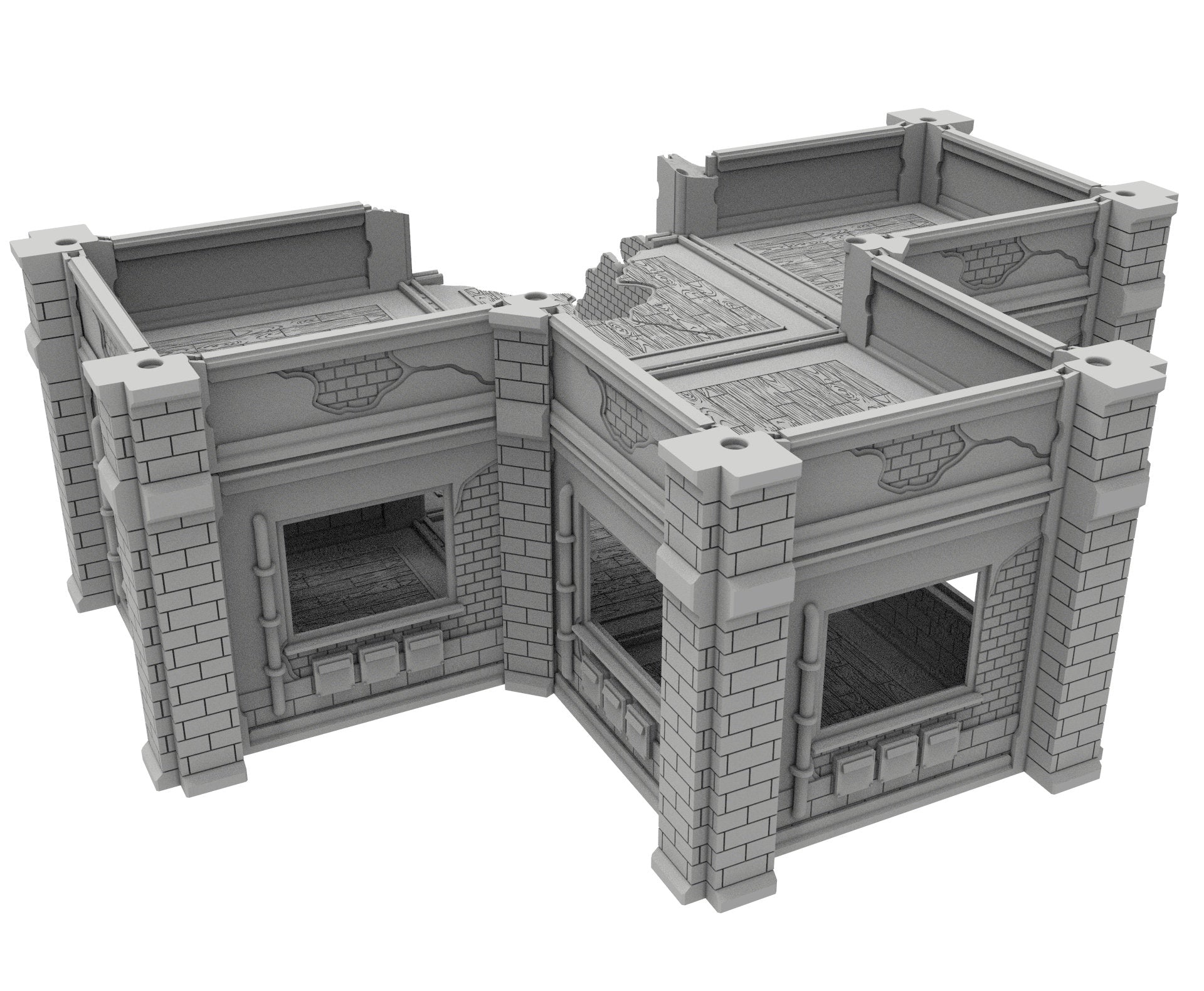 Civilian Ruined building printed in PLA and resin usable for warmachine, Damocles, One Page Rule, Firefight, infinity, scifi wargame...