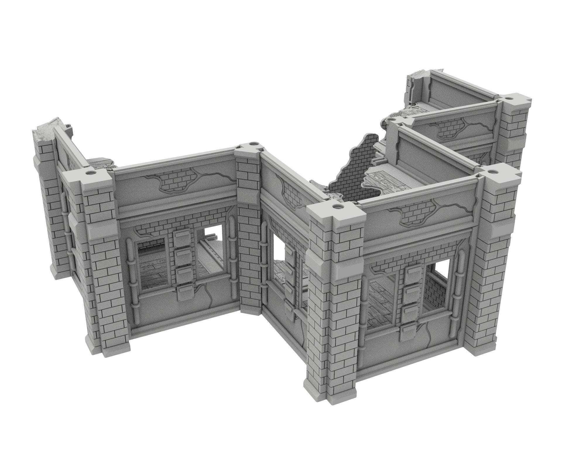 Civilian Ruined building printed in PLA and resin usable for warmachine, Damocles, One Page Rule, Firefight, infinity, scifi wargame...