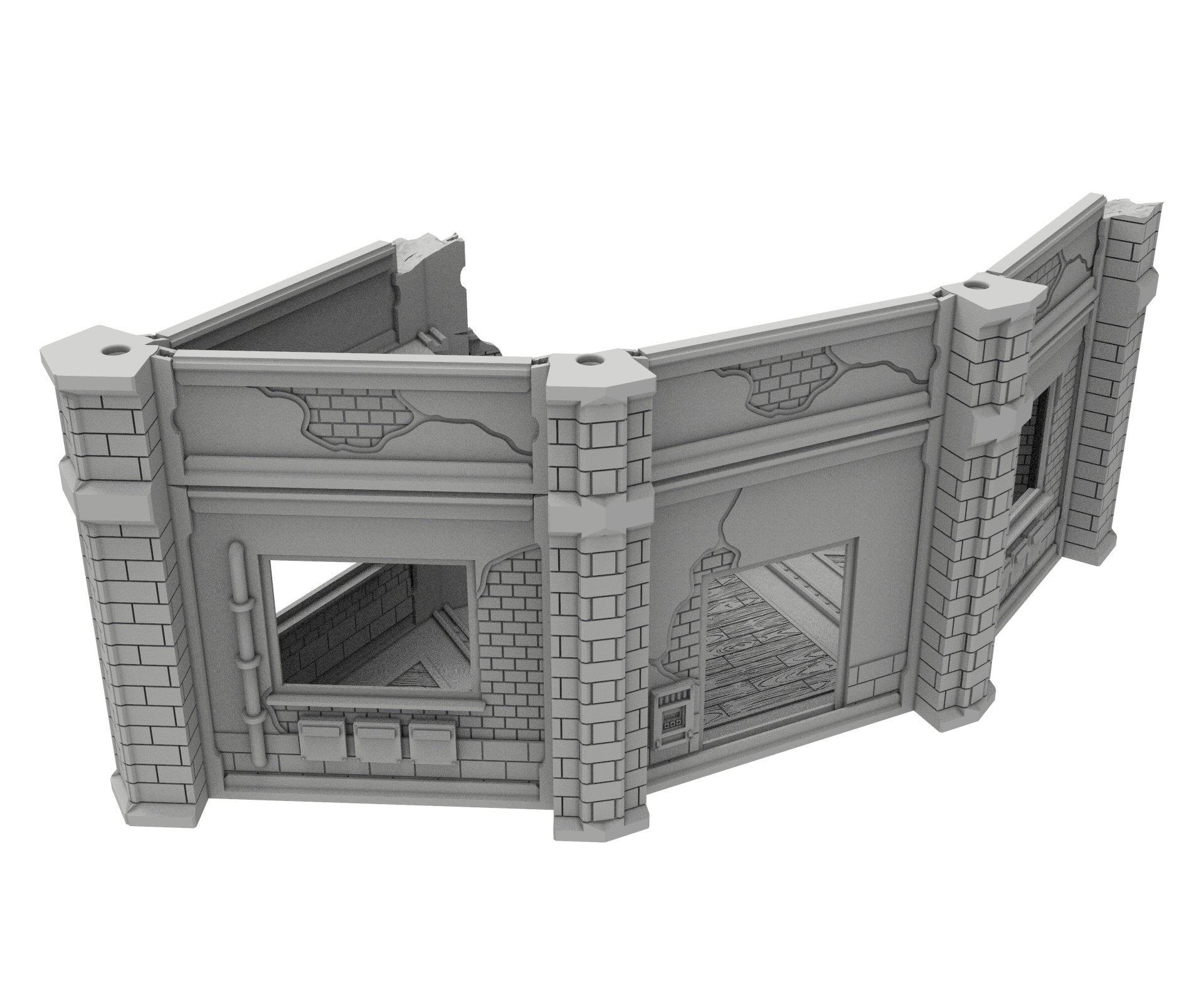 Civilian Ruined building printed in PLA and resin usable for warmachine, Damocles, One Page Rule, Firefight, infinity, scifi wargame...