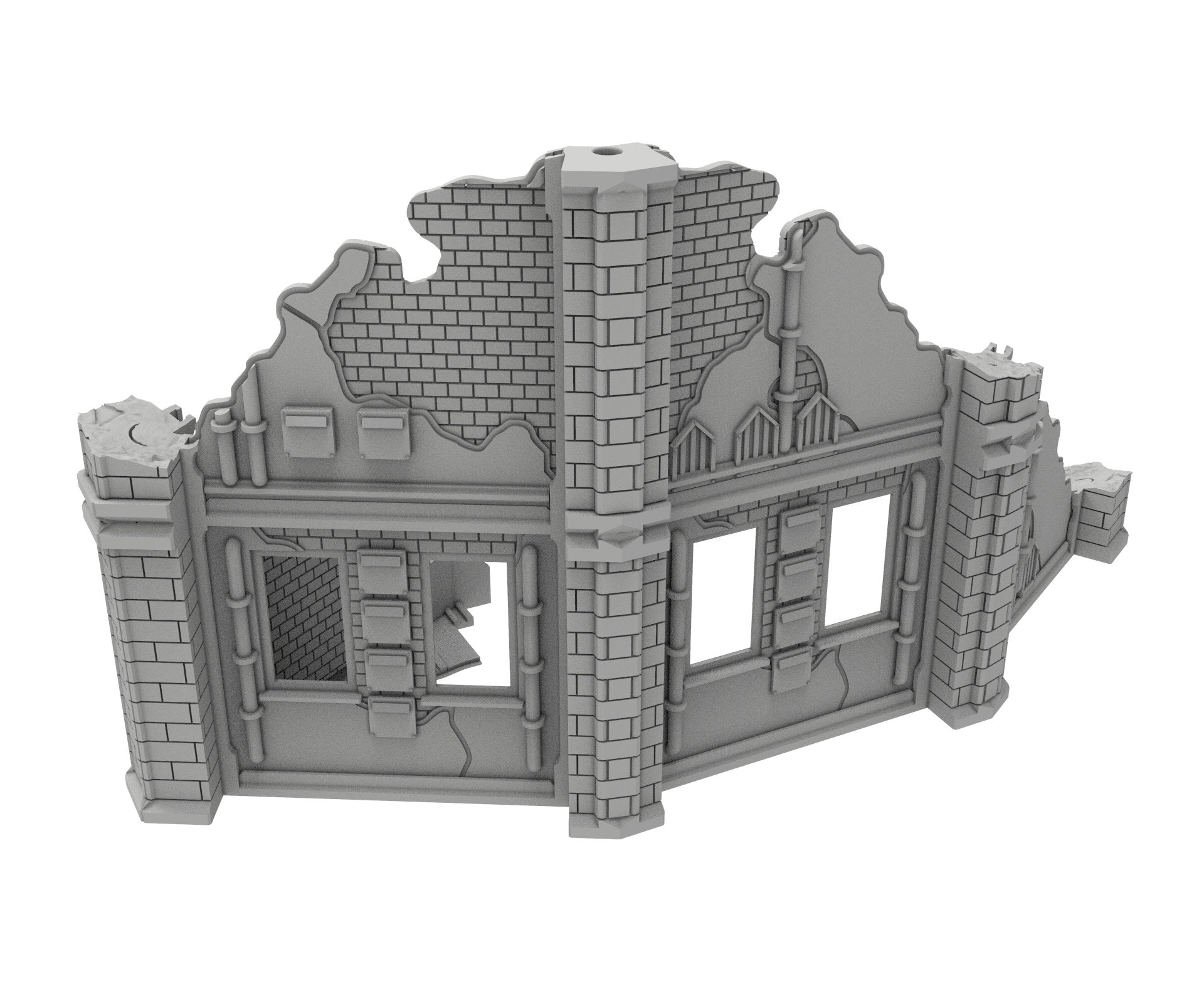 Civilian Ruined building printed in PLA and resin usable for warmachine, Damocles, One Page Rule, Firefight, infinity, scifi wargame...