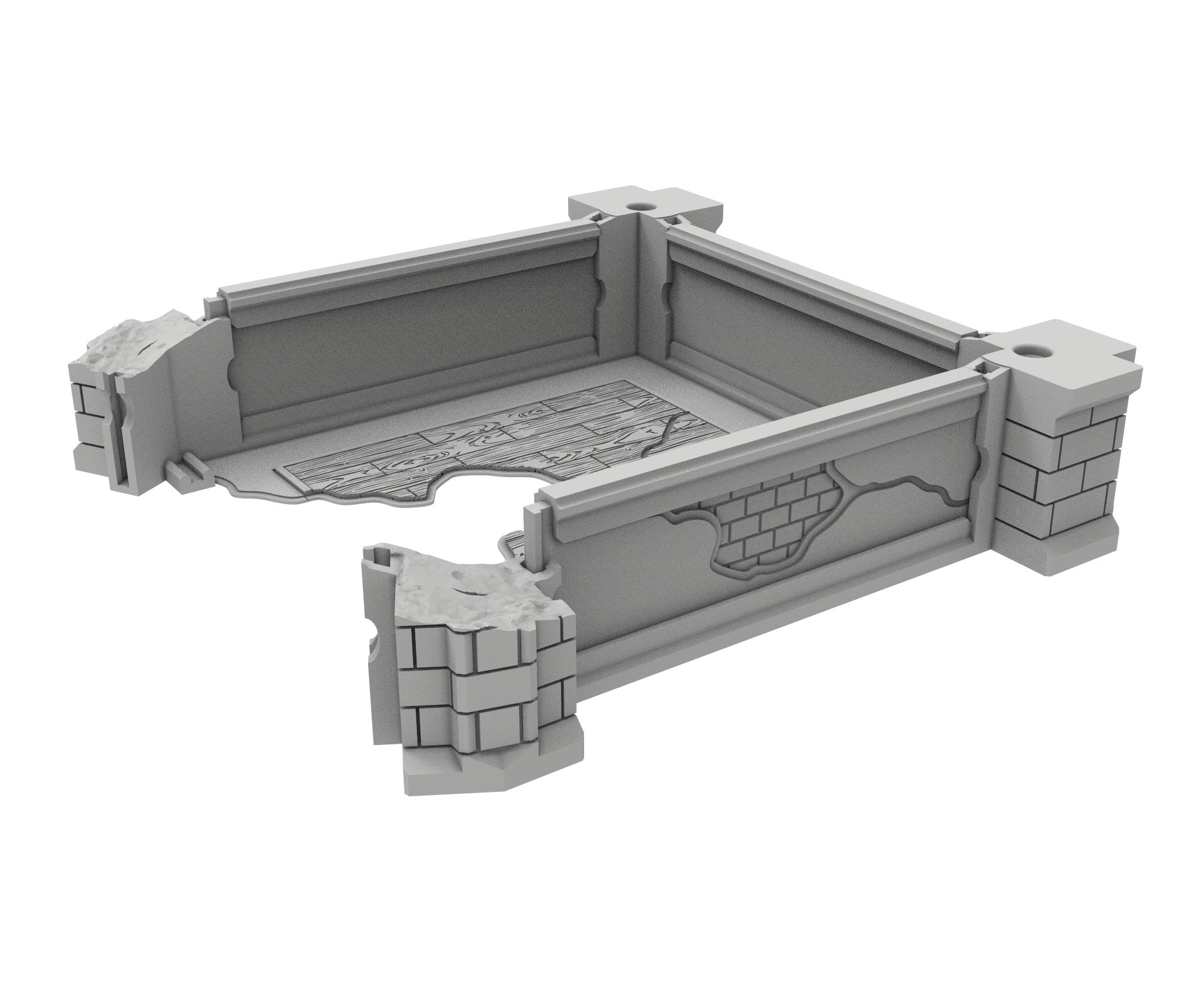 Civilian Ruined building printed in PLA and resin usable for warmachine, Damocles, One Page Rule, Firefight, infinity, scifi wargame...