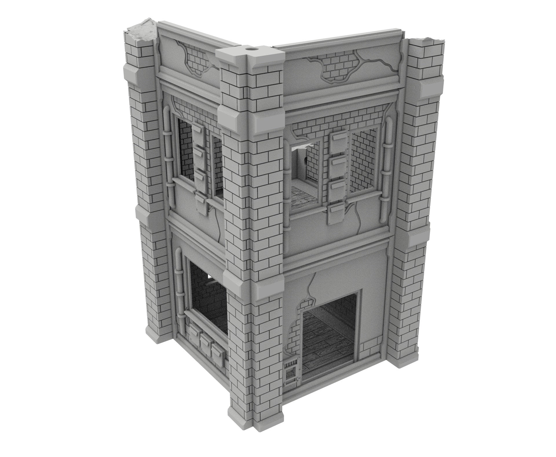 Civilian Ruined building printed in PLA and resin usable for warmachine, Damocles, One Page Rule, Firefight, infinity, scifi wargame...