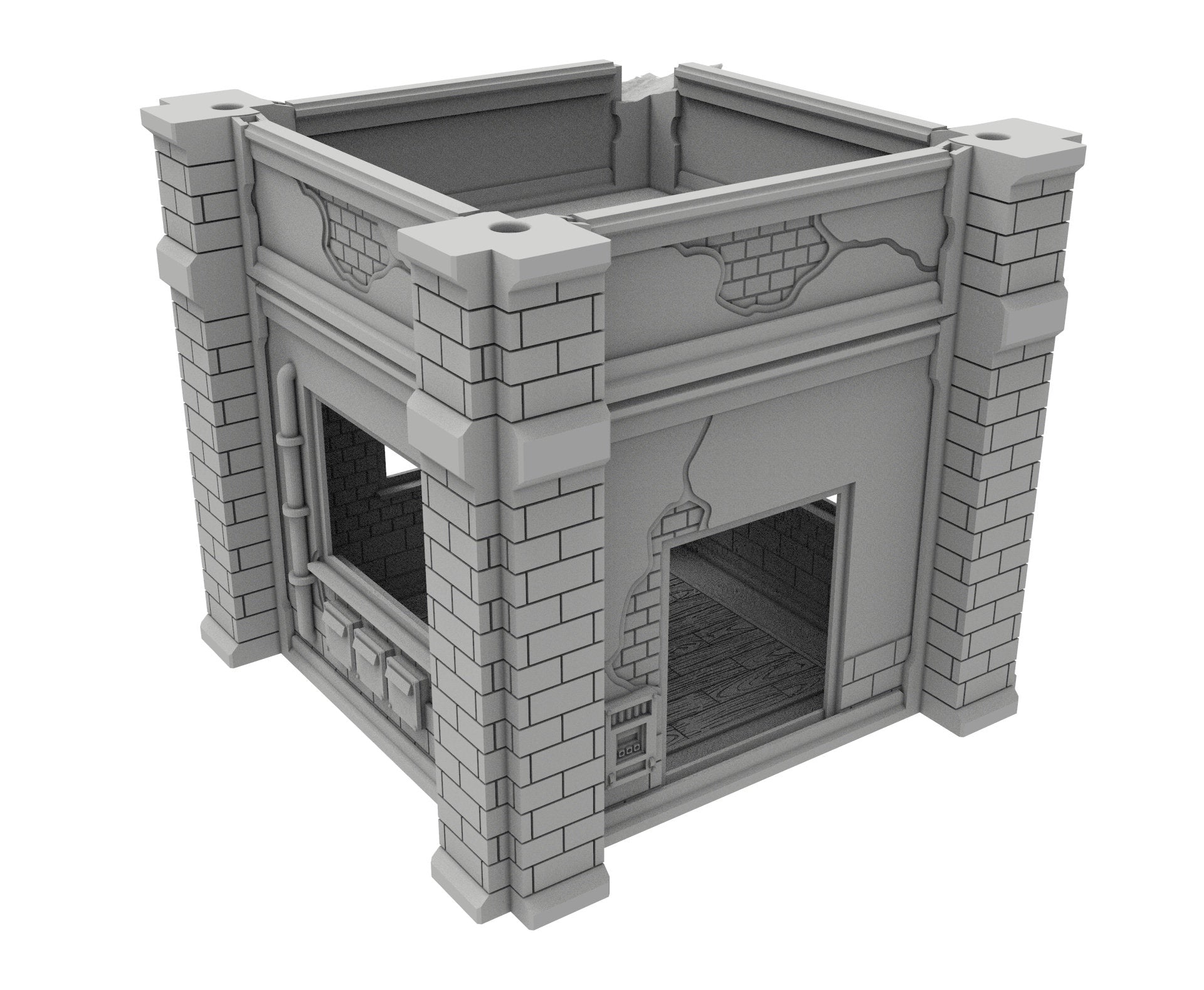 Civilian Ruined building printed in PLA and resin usable for warmachine, Damocles, One Page Rule, Firefight, infinity, scifi wargame...