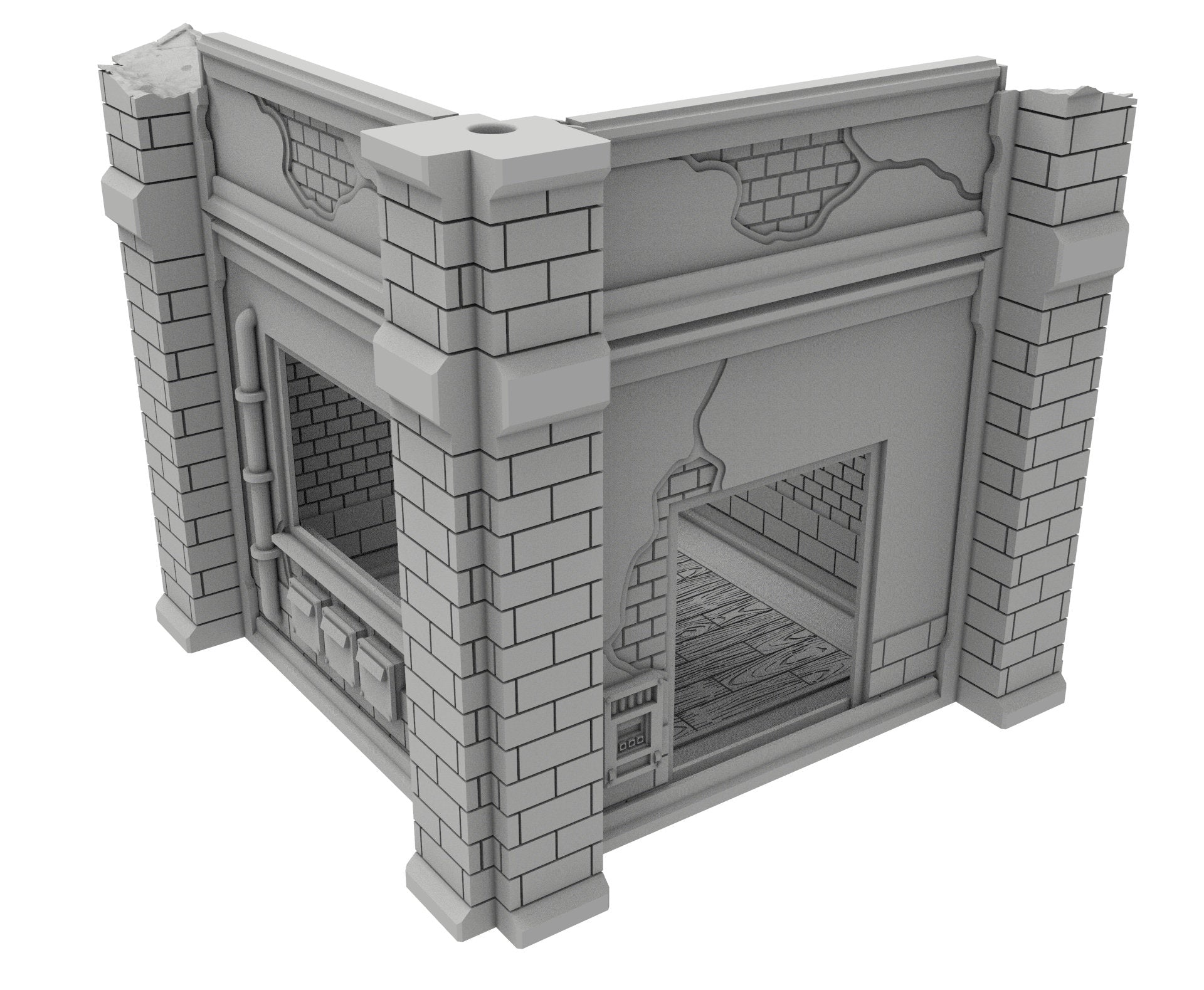 Civilian Ruined building printed in PLA and resin usable for warmachine, Damocles, One Page Rule, Firefight, infinity, scifi wargame...
