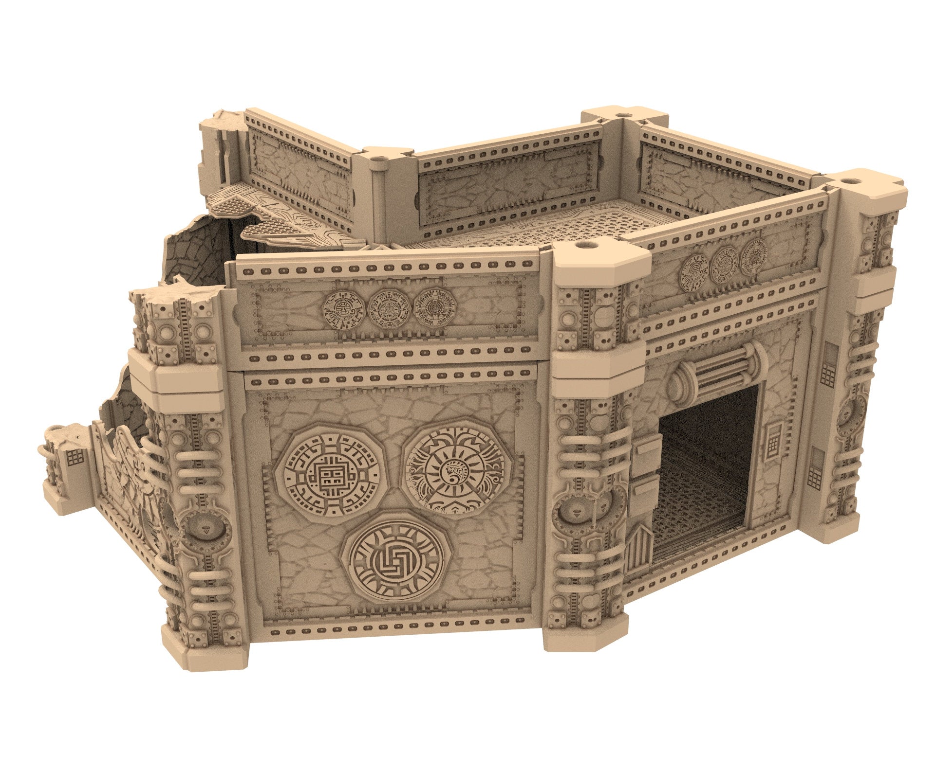 Commercial Outpost Latino Ruined building in PLA and resin for warmachine, Damocles, One Page Rule, Firefight, infinity, scifi wargame...