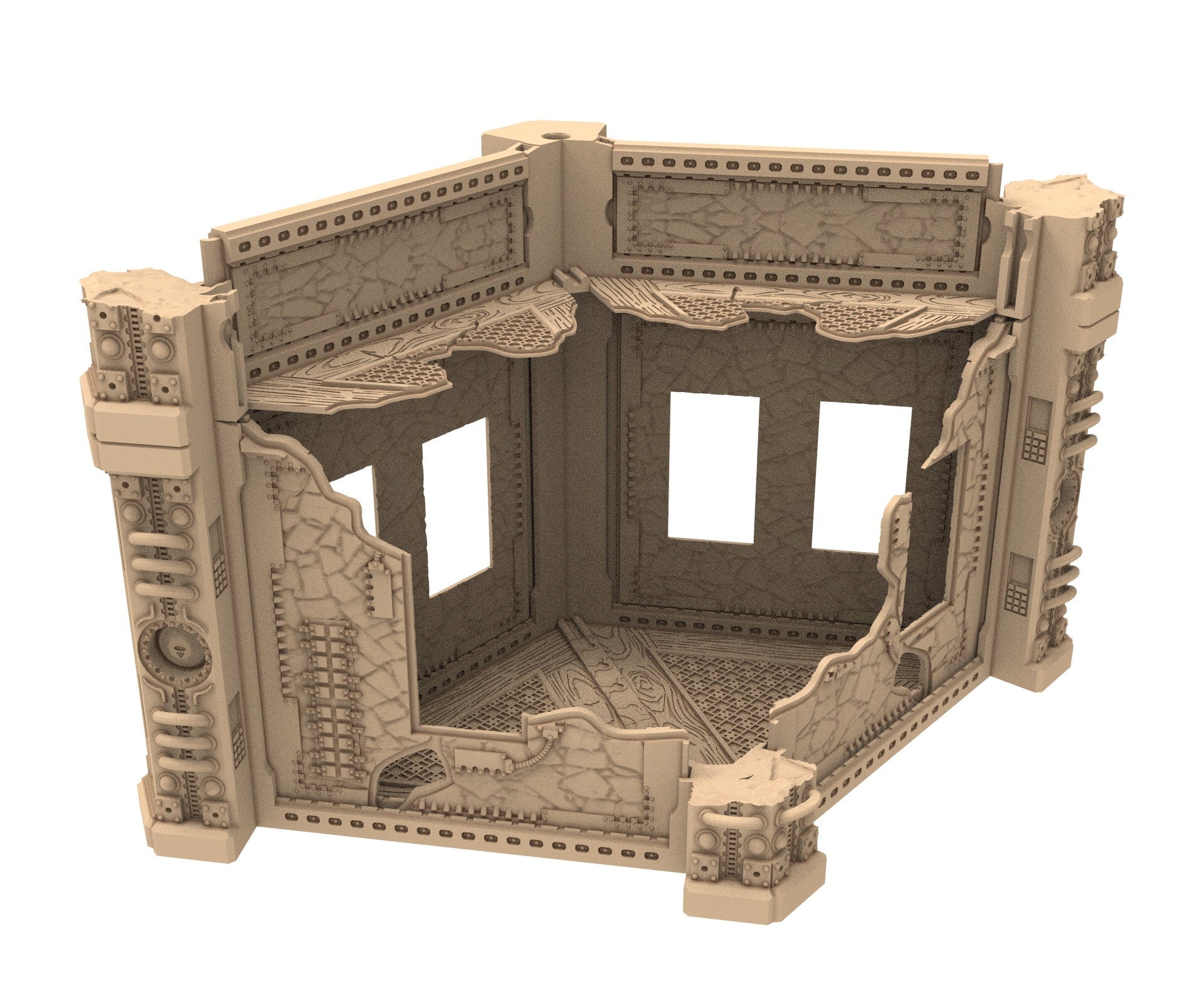 Commercial Outpost Latino Ruined building in PLA and resin for warmachine, Damocles, One Page Rule, Firefight, infinity, scifi wargame...